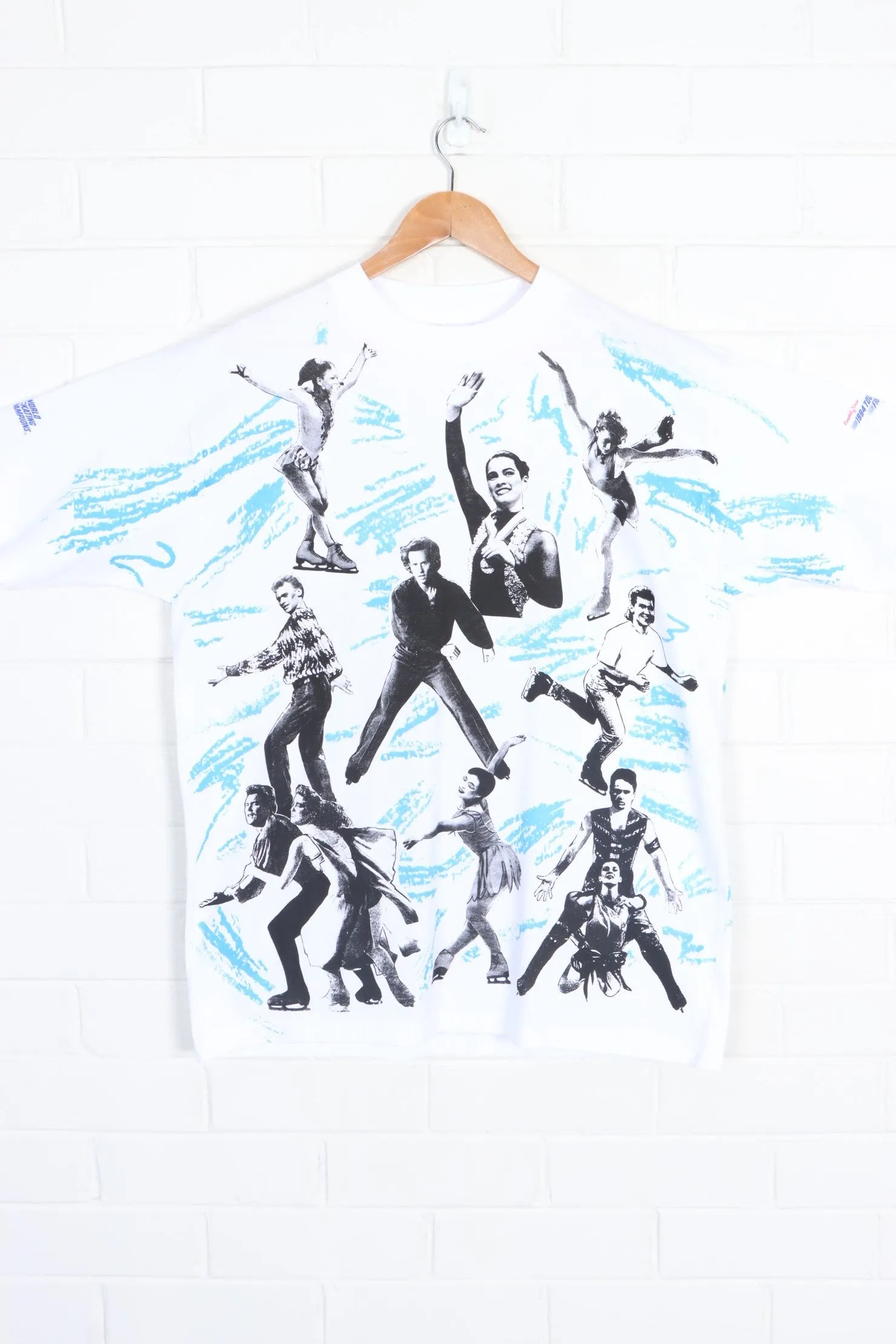 1994 Figure Skating Champions All Over Single Stitch T-Shirt USA Made (L)