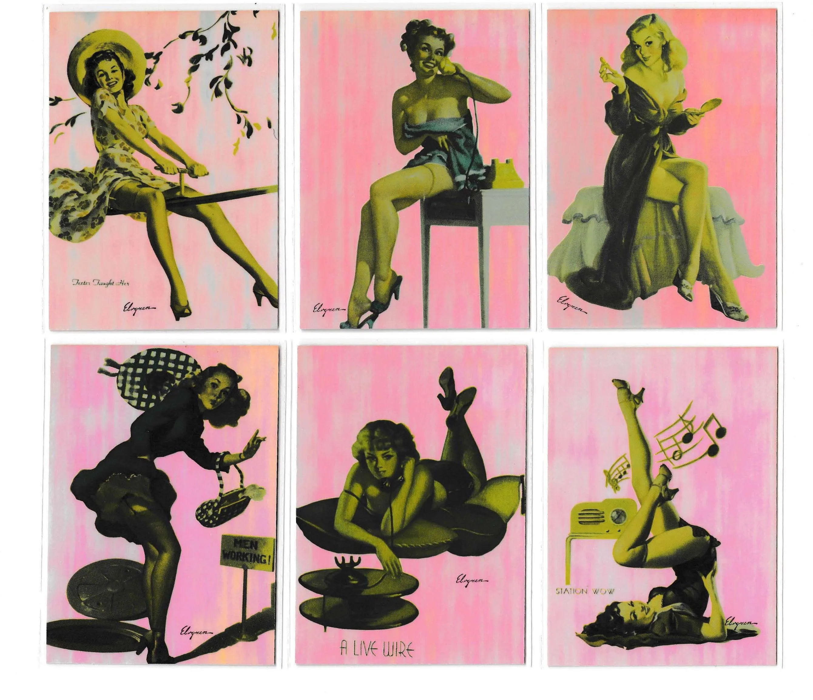 1994 GIL ELVGREN'S CALENDAR PINUPS 2 OMNICHROME CARD SET