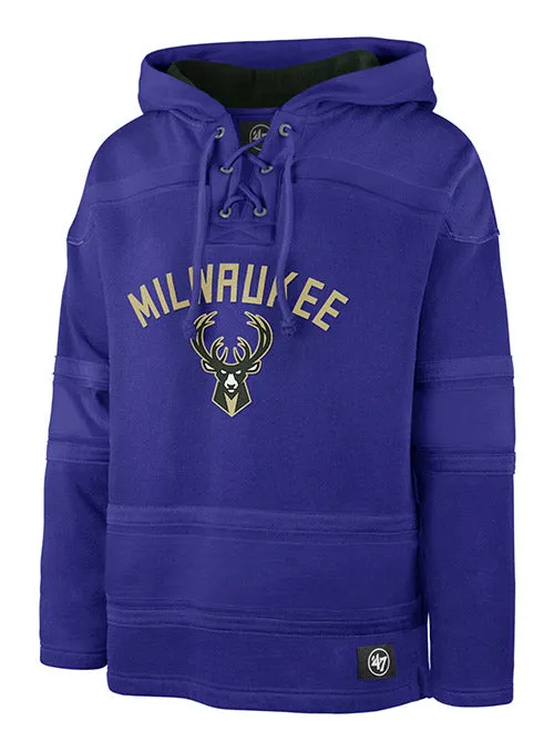 '47 Brand 2022-23 City Edition Lacer Pregame Milwaukee Bucks Hooded Sweatshirt