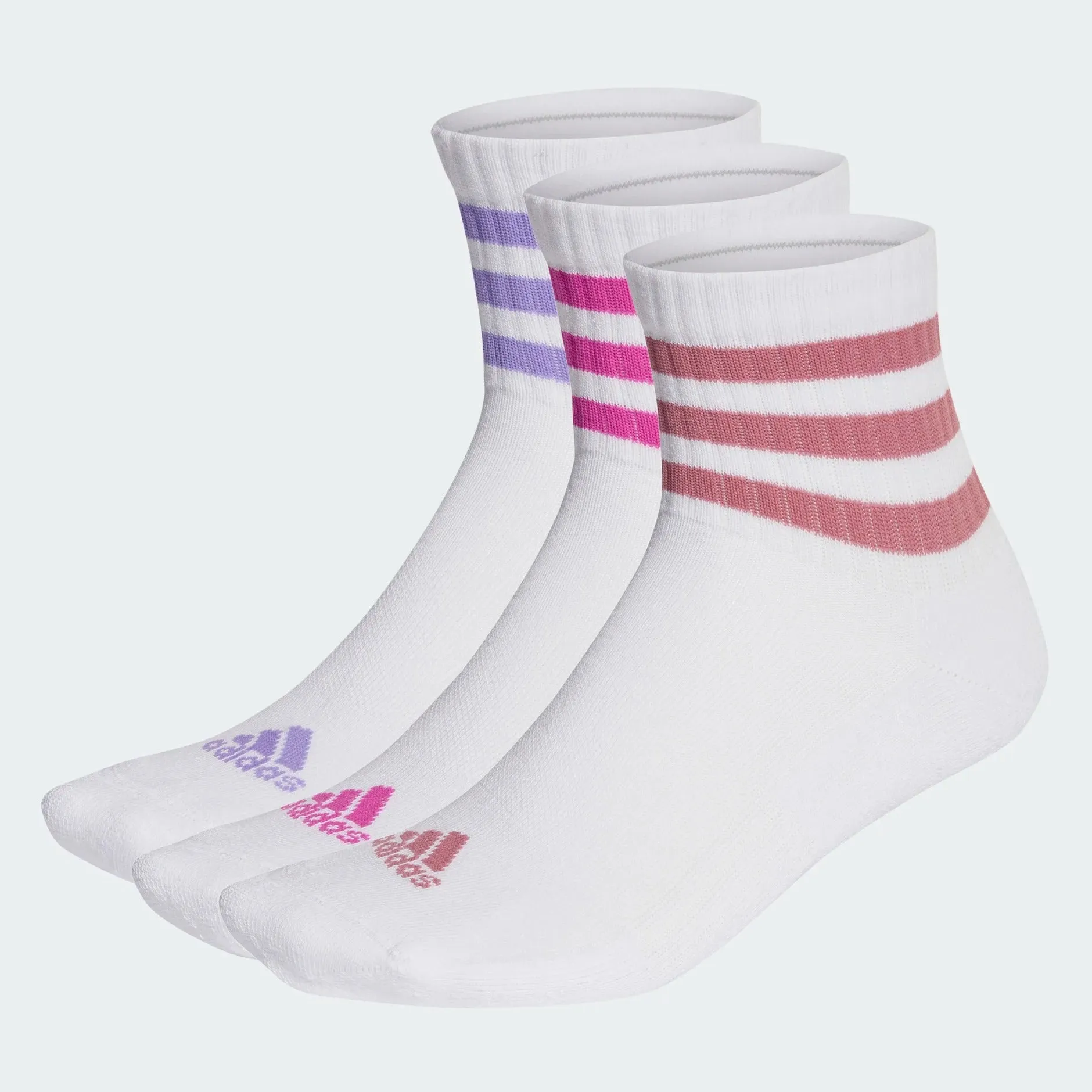 adidas 3 Pairs 3-Stripes Cushioned Sportswear Mid-Cut Women's Socks