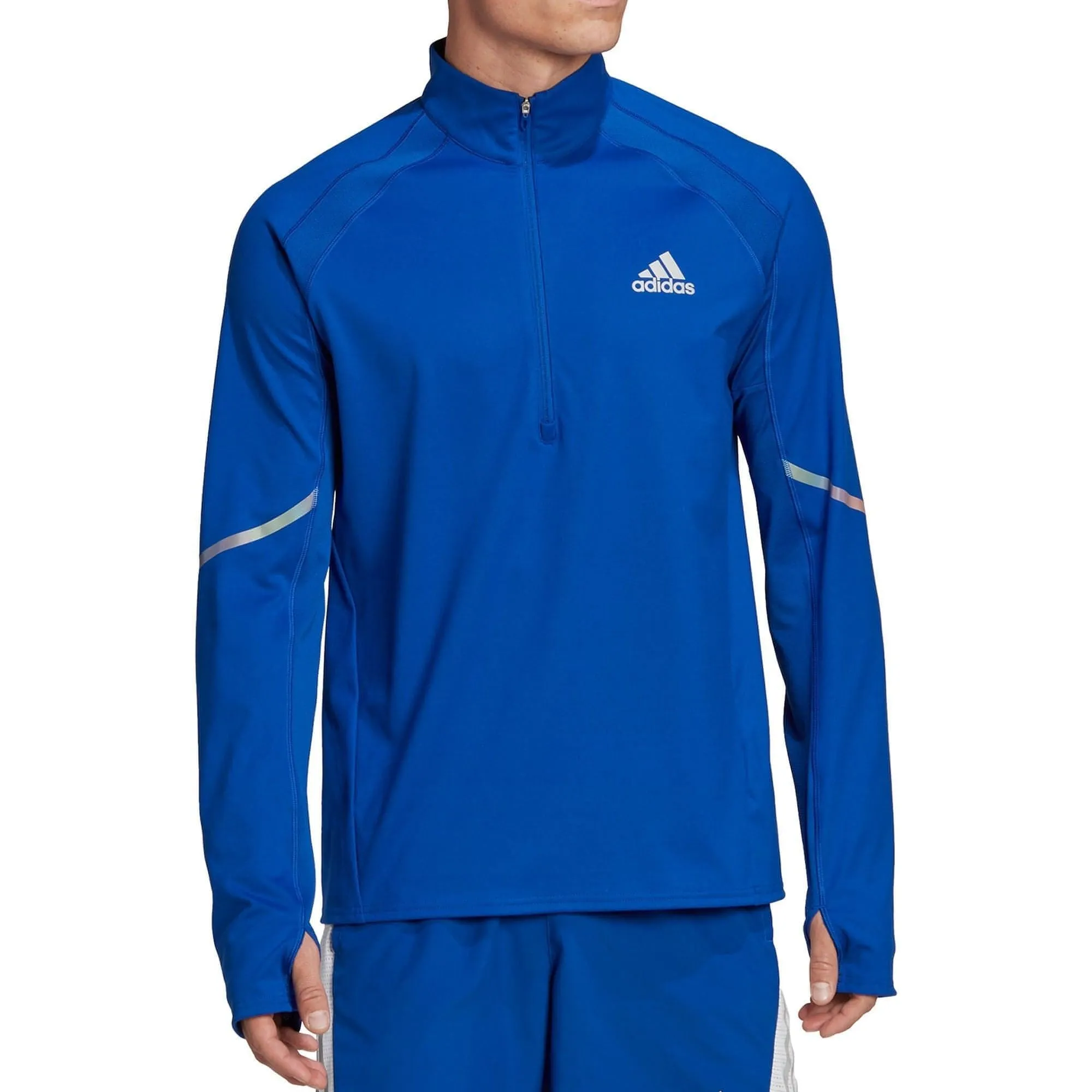 adidas Fast Half Zip Long Sleeve Mens Running Top - Blue