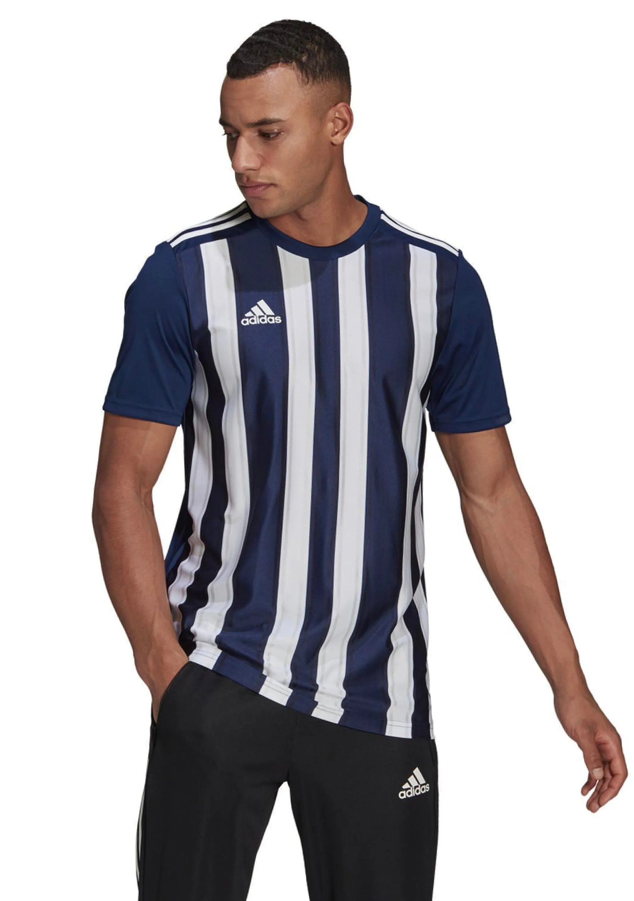 Adidas Mens Striped 21 Jersey Navy/White <br> GN5847