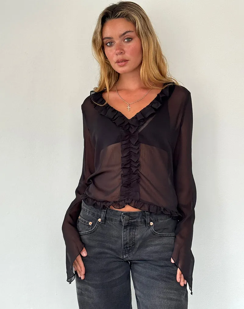 Adriana Ruffle Top in Chiffon Black