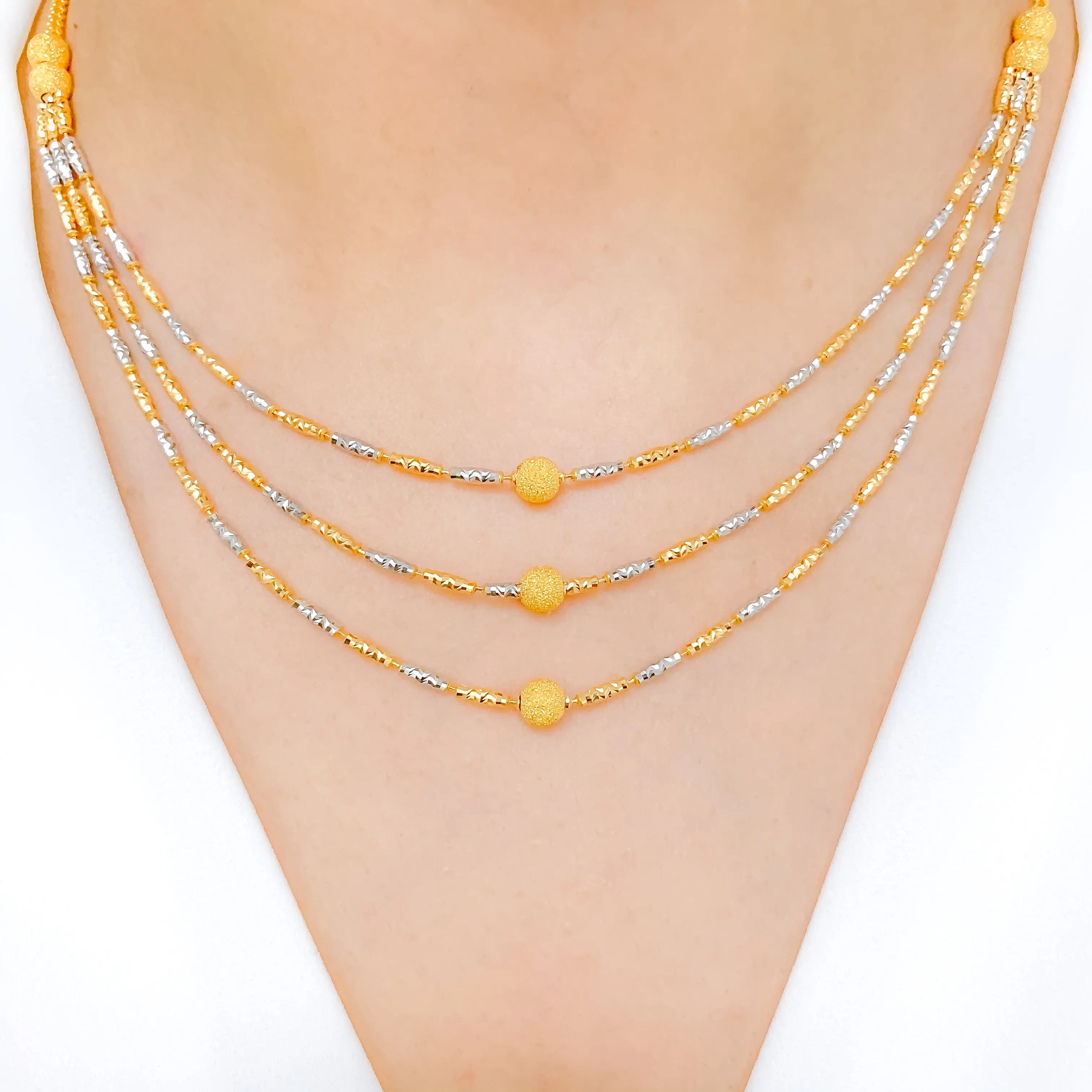 Alternating Two-Tone Necklace Set