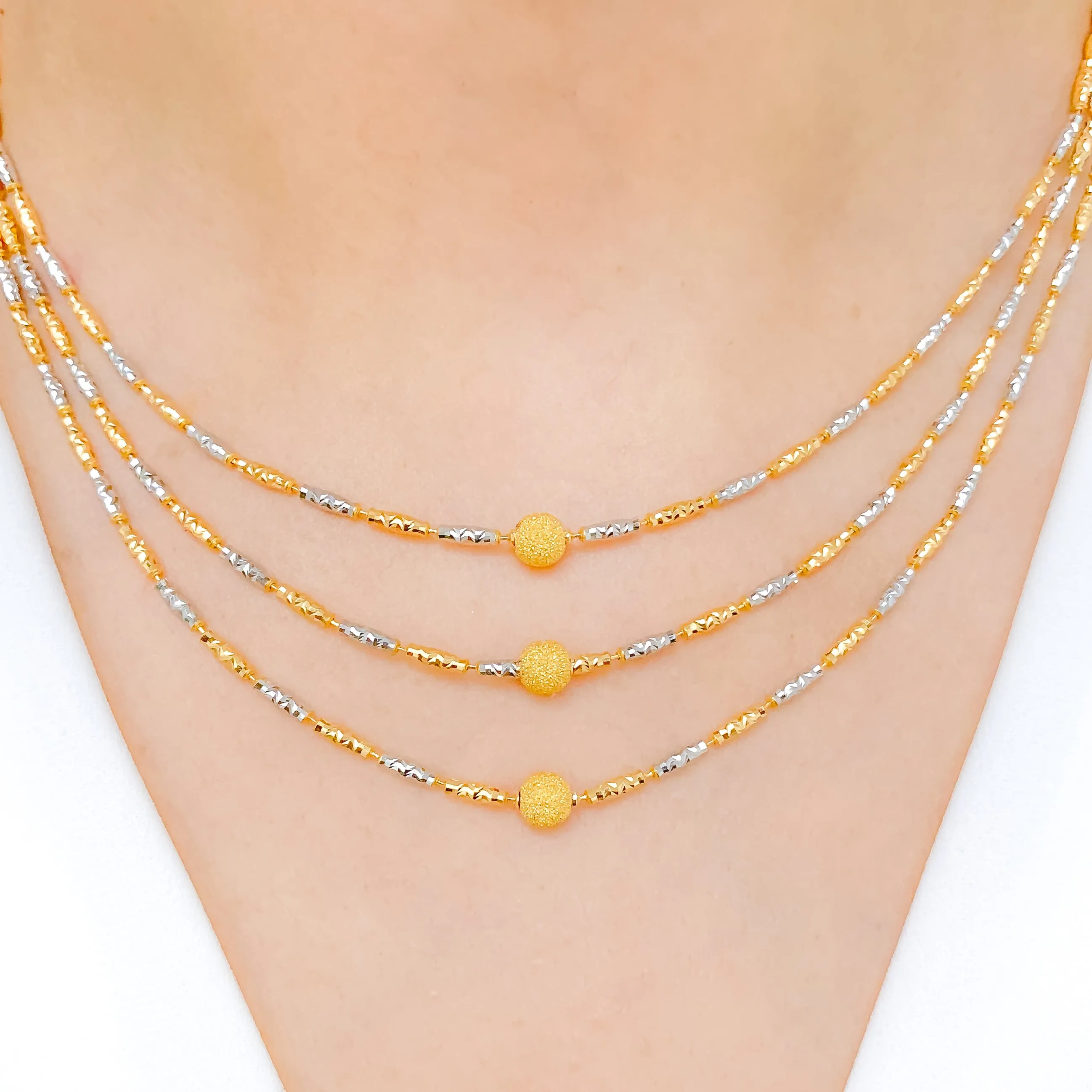 Alternating Two-Tone Necklace Set