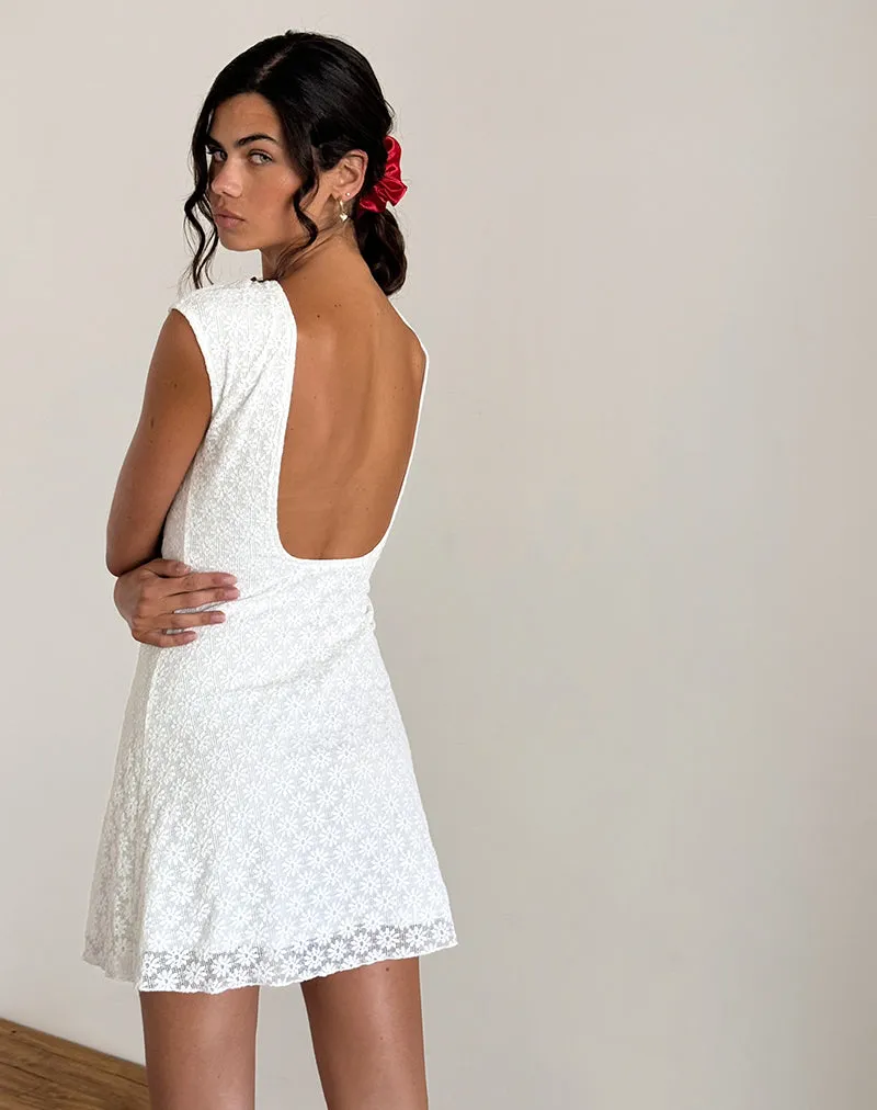 Ambu Mini Dress in Floral Lace Ivory