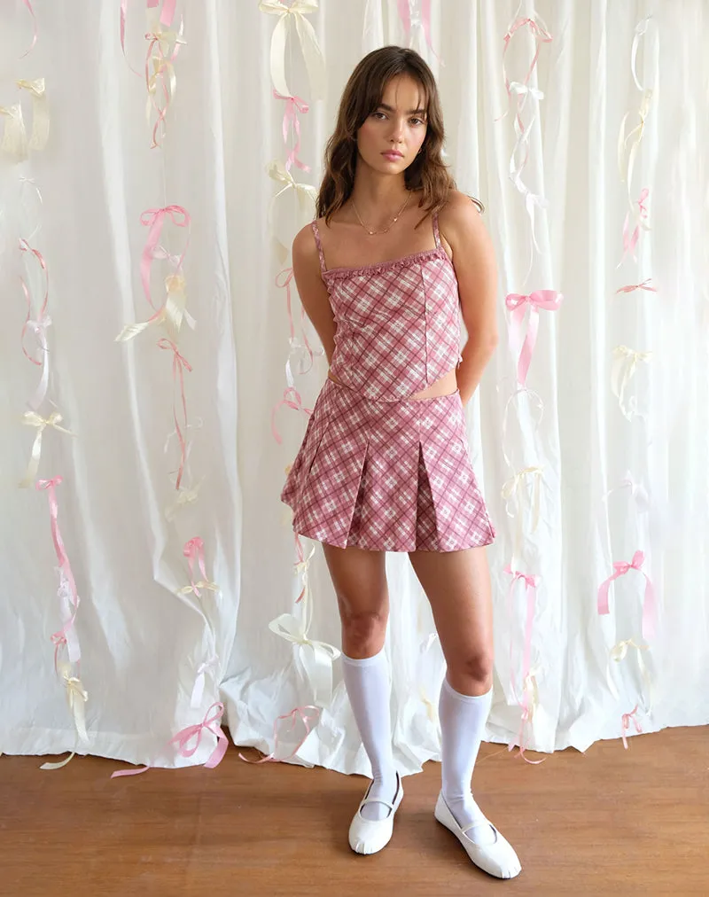 Archie Corset Top in Pink Tartan