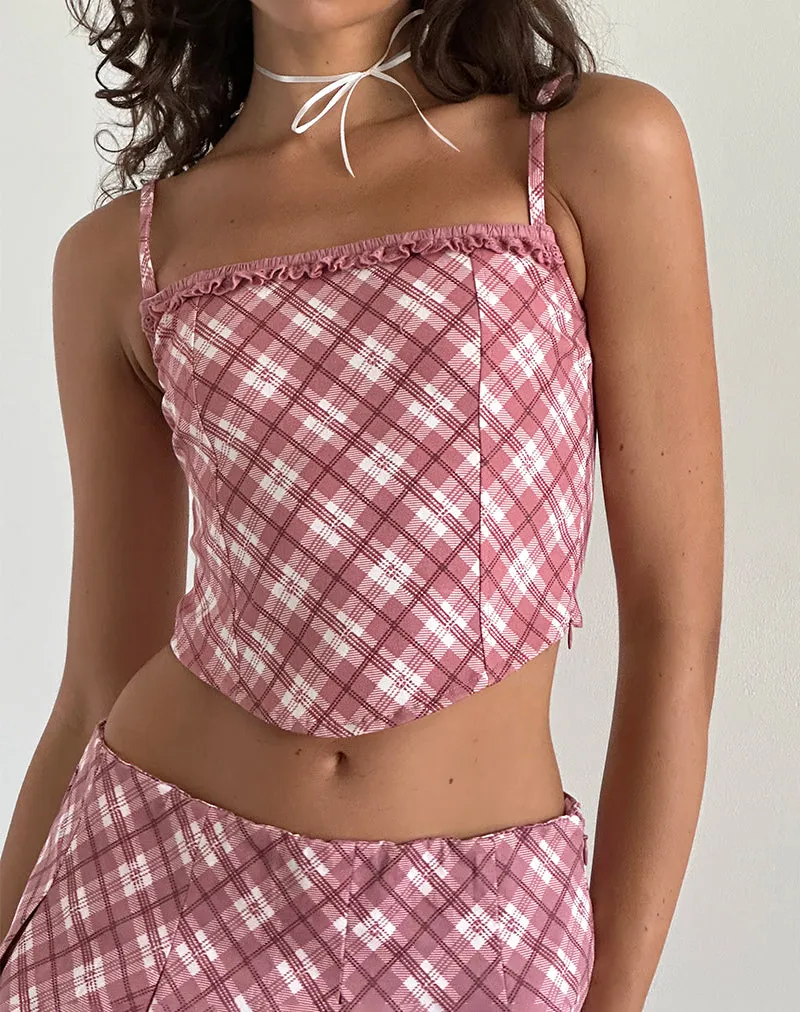 Archie Corset Top in Pink Tartan