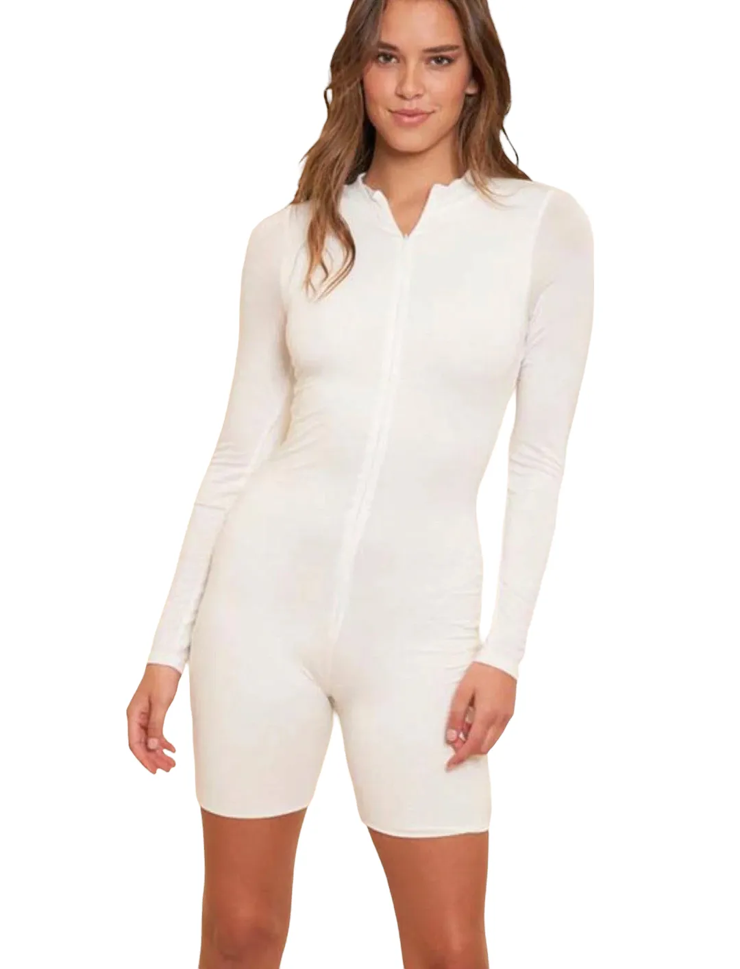 Aubrey Omori White Long Sleeve Jumpsuit