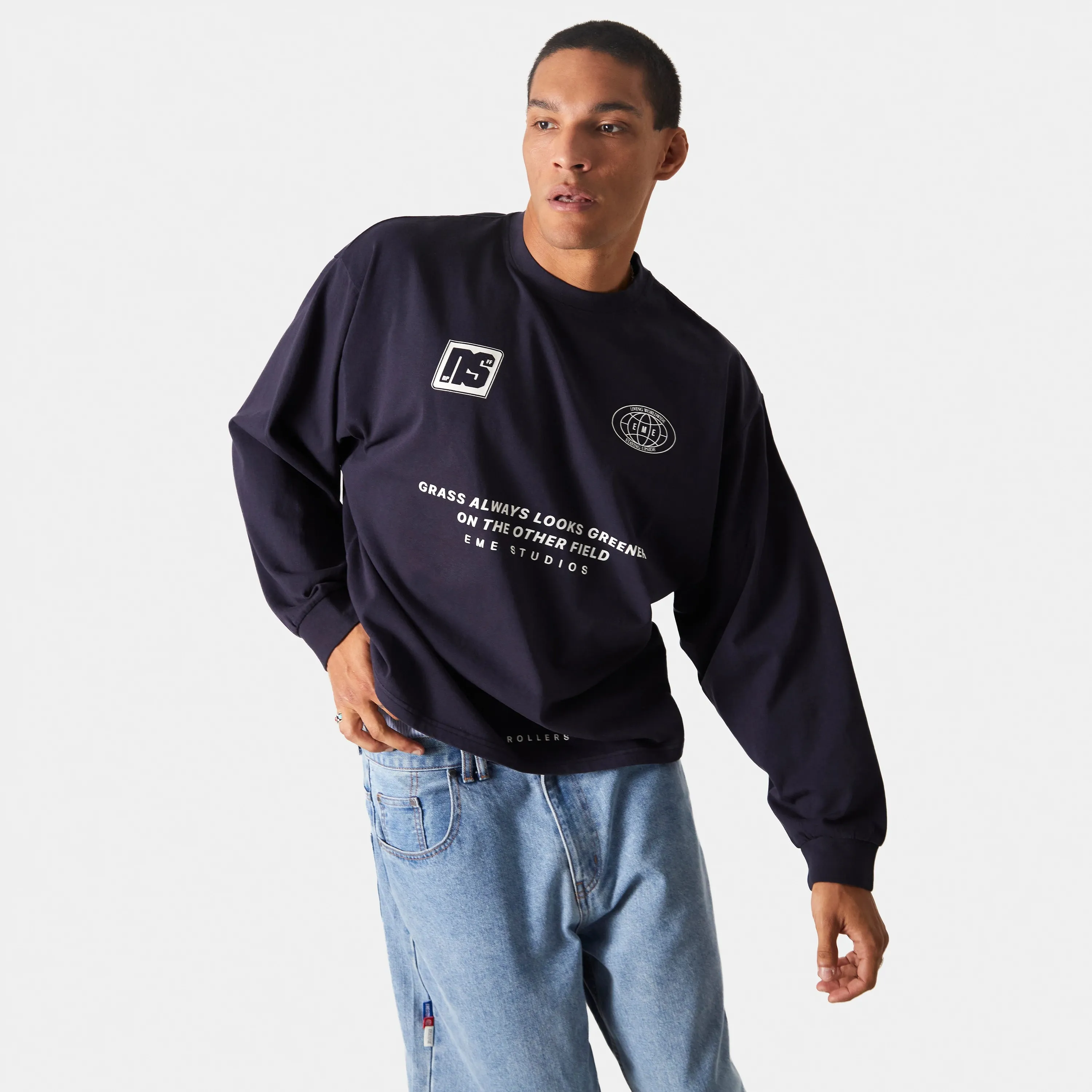 Away Navy Oversized Long Sleeve