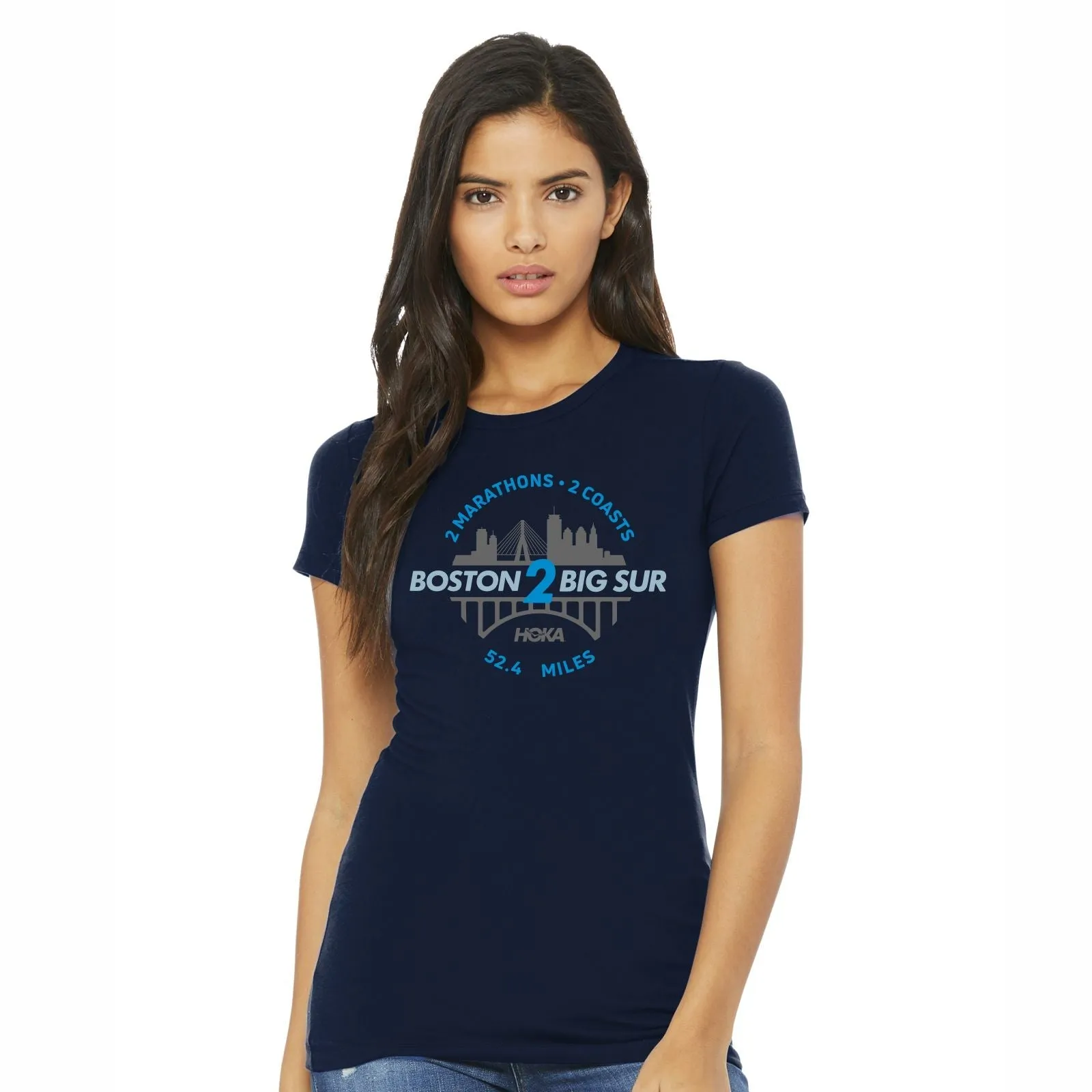 B2BS Women's Slim Fit Tee -Navy- Boston 2 Big Sur