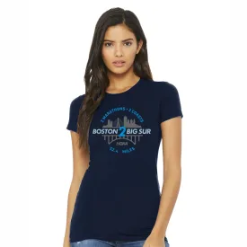 B2BS Women's Slim Fit Tee -Navy- Boston 2 Big Sur