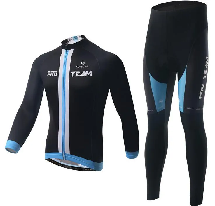 Black PRO TEAM Long Sleeve Cycling Jersey Set