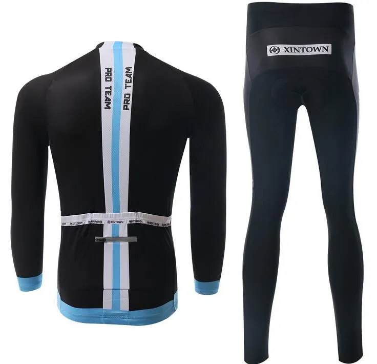 Black PRO TEAM Long Sleeve Cycling Jersey Set