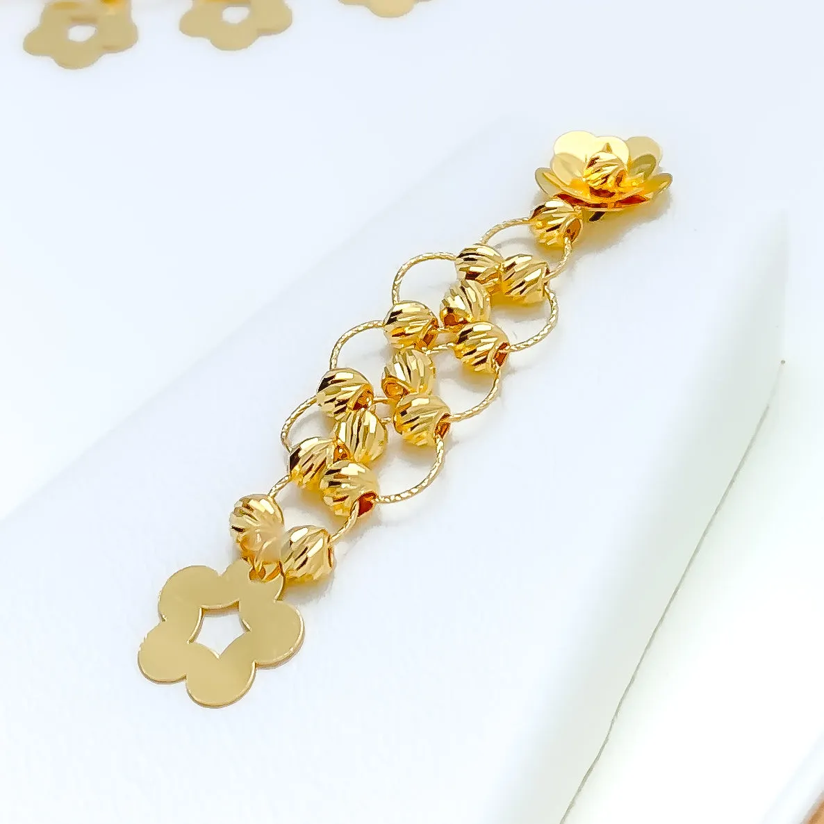 Blooming Flower Charm 22K Gold Necklace Set