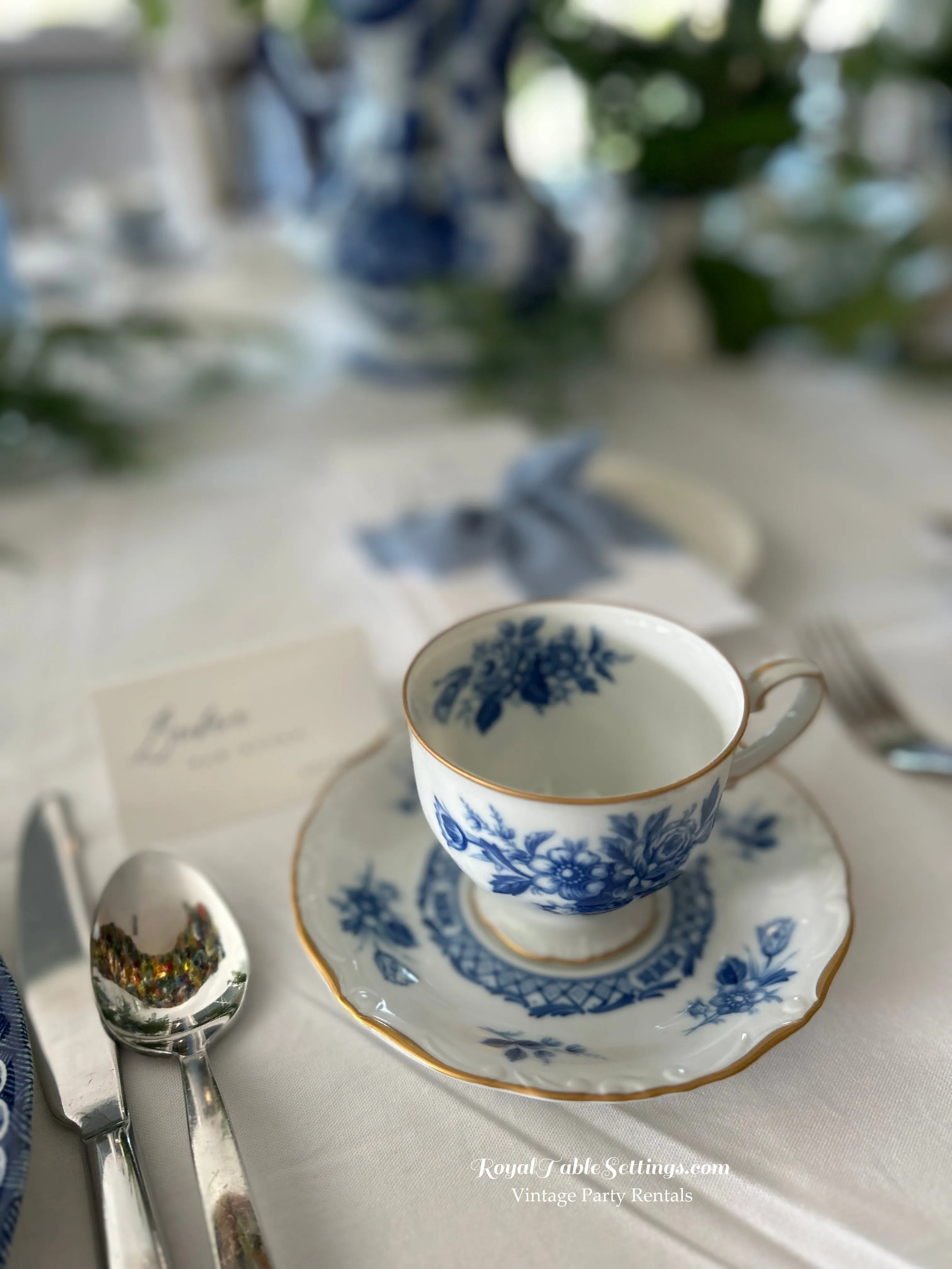 Blue & White Cup & Saucer Sets