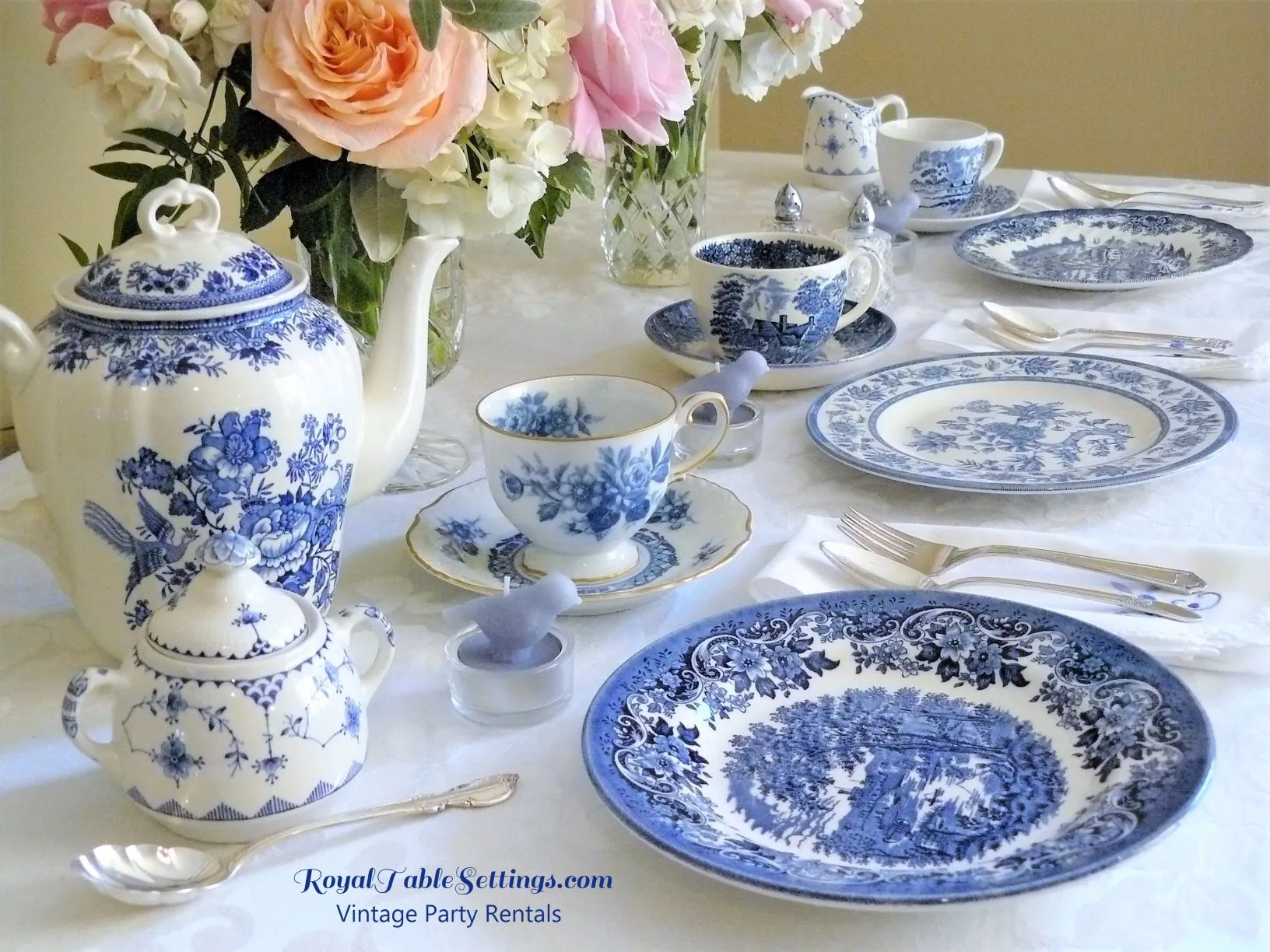 Blue & White Cup & Saucer Sets