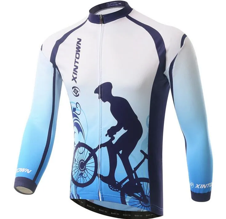 Blue Cyclist Long Sleeve Cycling Jersey Set