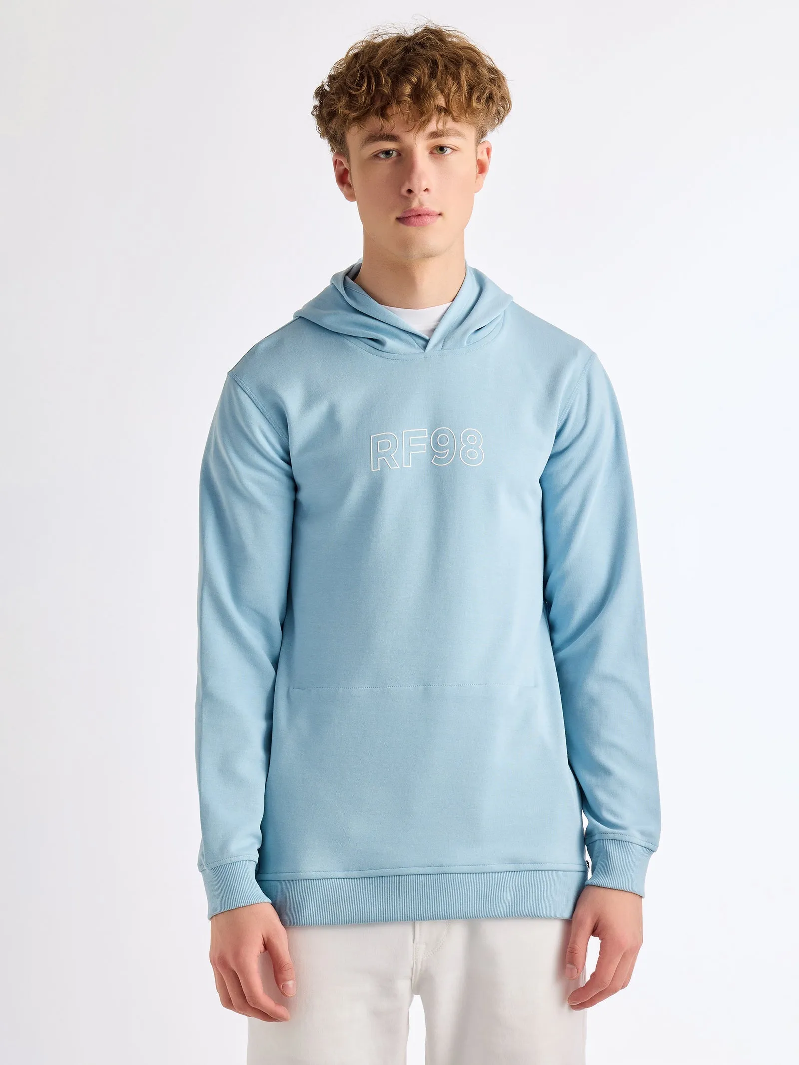 Blue Solid Hooded Sweatshirt