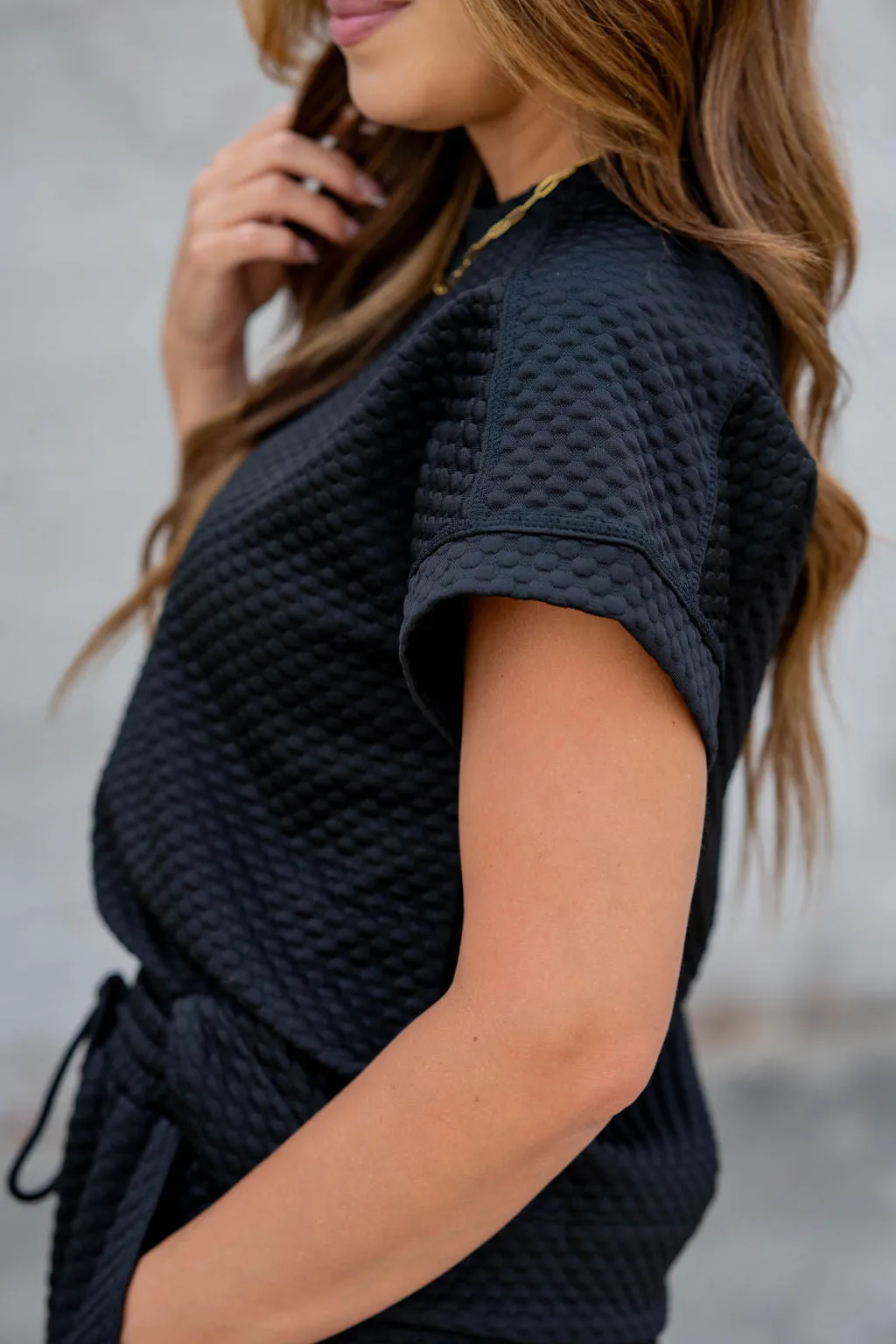 Bold Textured Relaxed Sleeve Tee