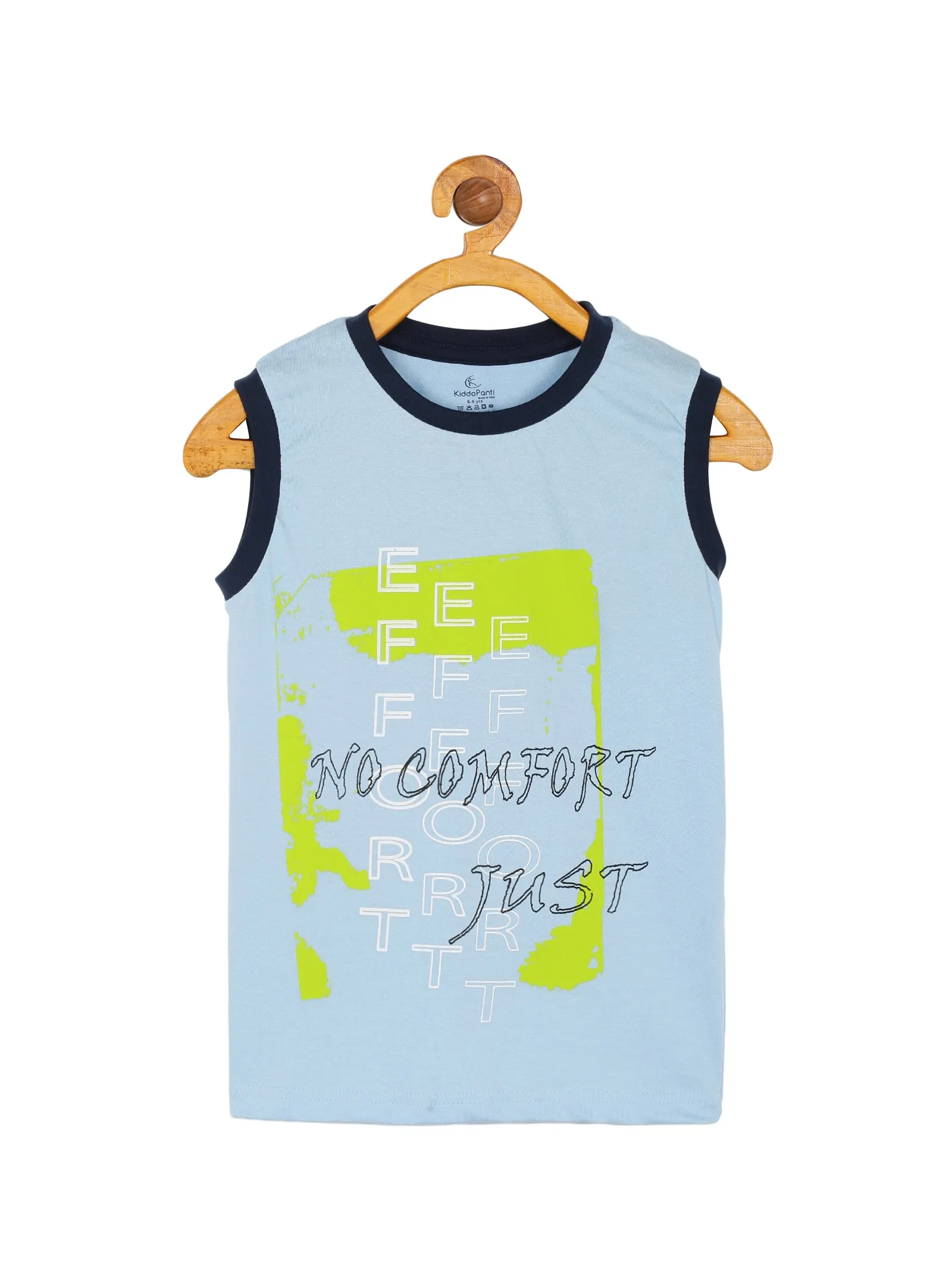 Boy's Printed Round Neck Sleeveless Tee & Knee length Basic Short Set