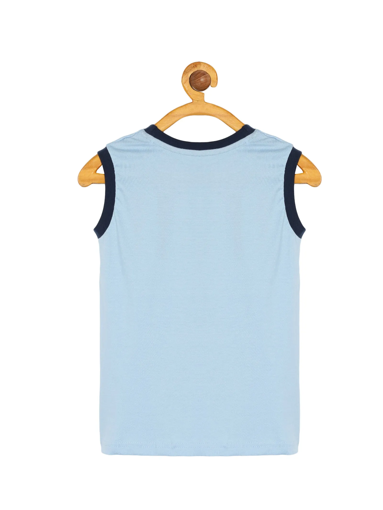 Boy's Printed Round Neck Sleeveless Tee & Knee length Basic Short Set