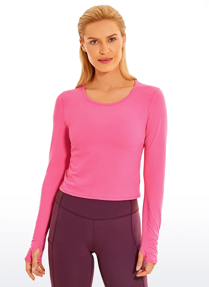 Brushed Long Sleeve with Thumbholes Cropped