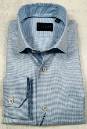 Calder Carmel Luxury 100'S 2Ply Twill Micro Check Sport Shirt in Sky Blue