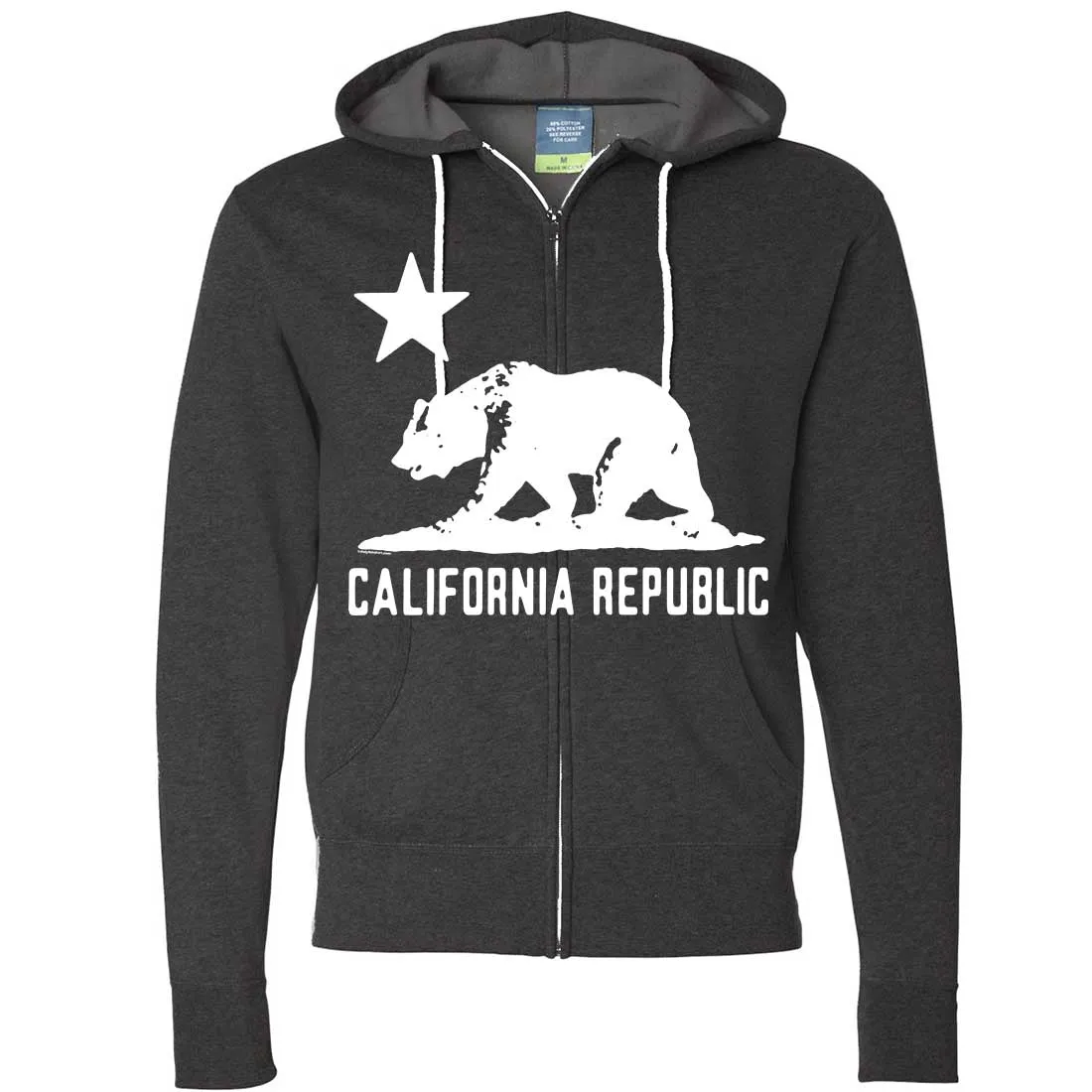 California Flag Oversize White Silhouette Zip-Up Hoodie