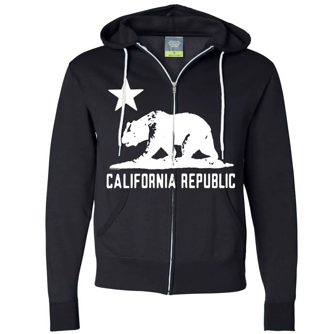 California Flag Oversize White Silhouette Zip-Up Hoodie