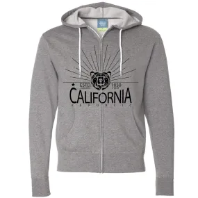 California Golden State Black Print Zip-Up Hoodie