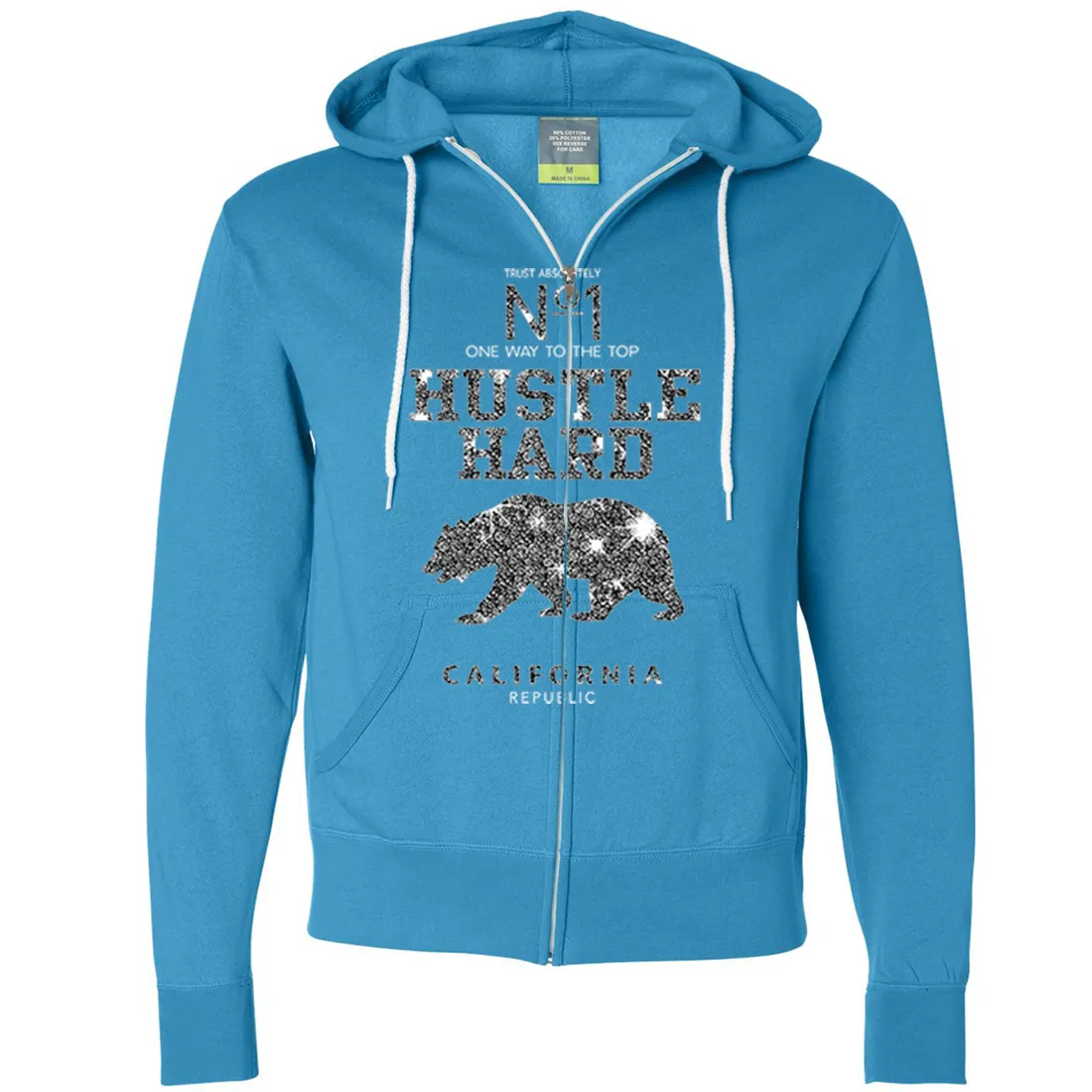 California Hustle Hard Sparkle Zip-Up Hoodie