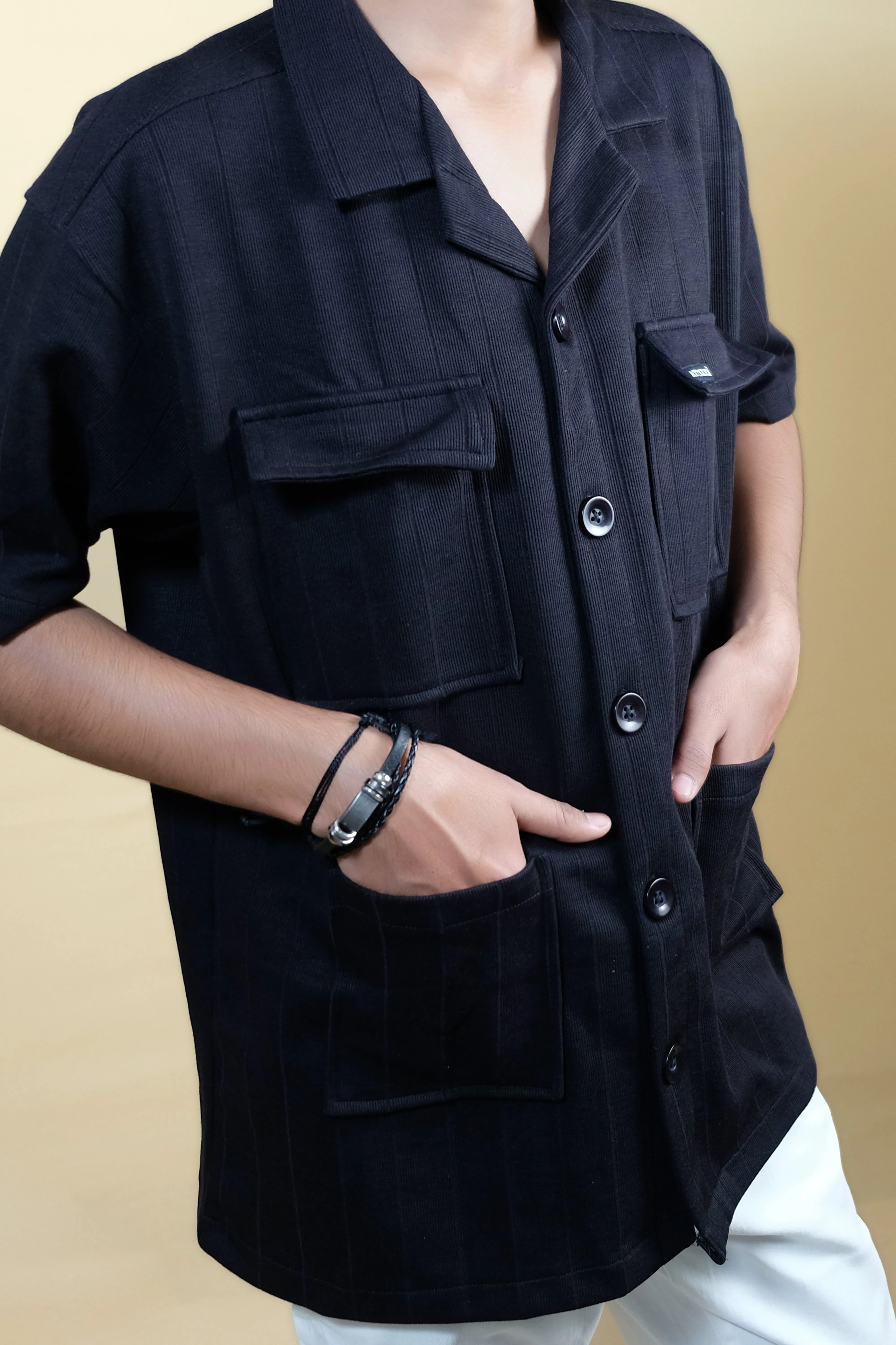 Cargo Pocket Black Shirt