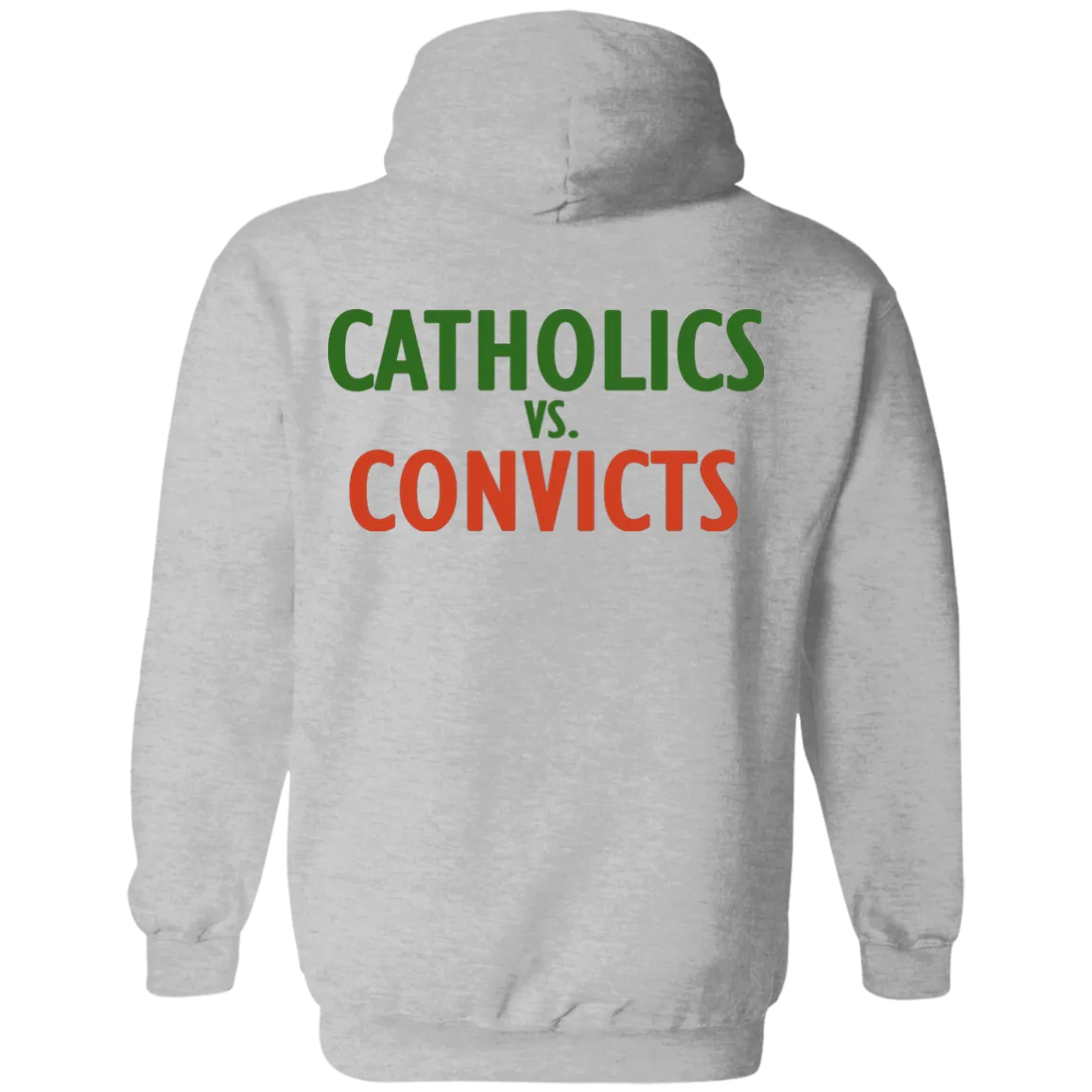 Catholics vs. Convicts t-shirt back side