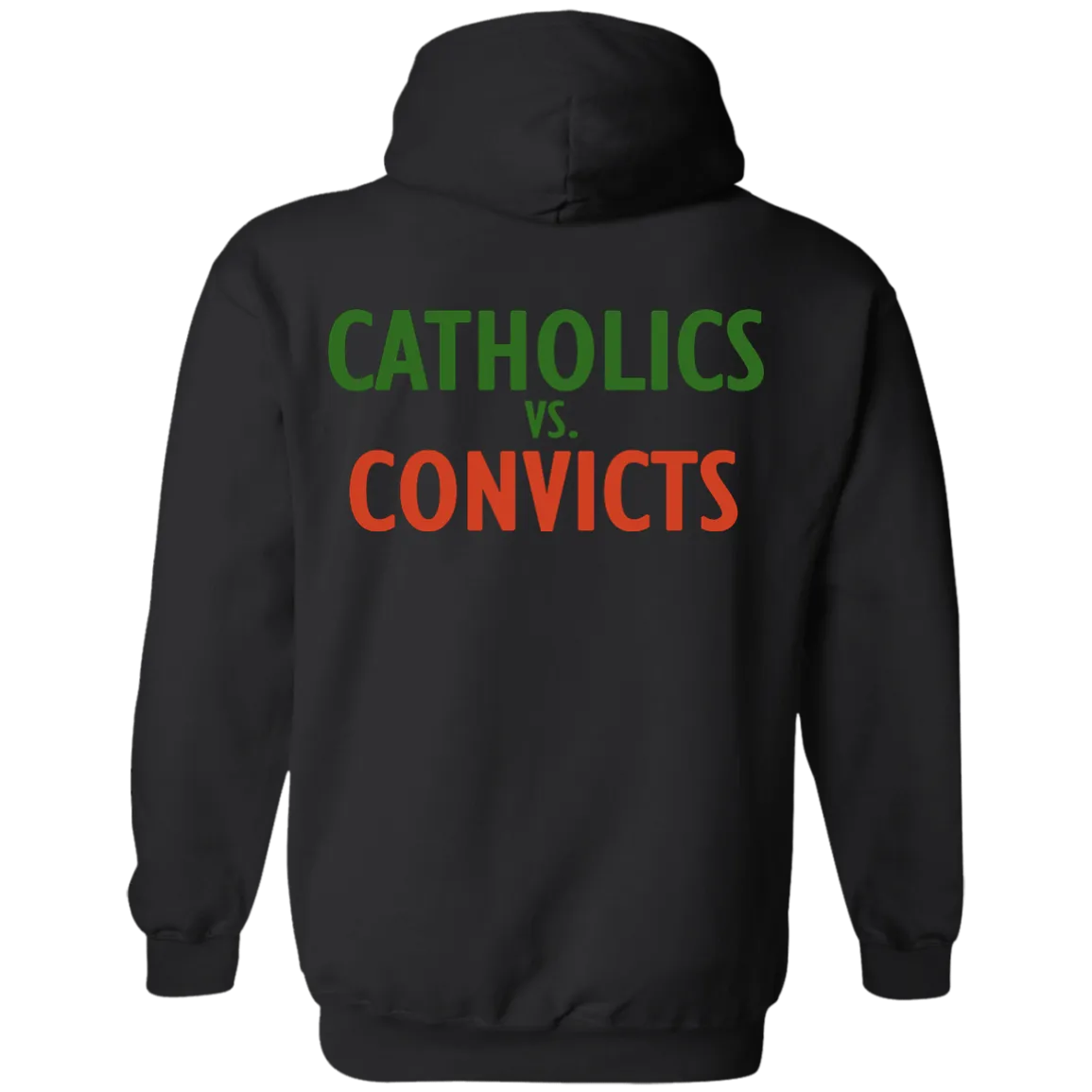 Catholics vs. Convicts t-shirt back side