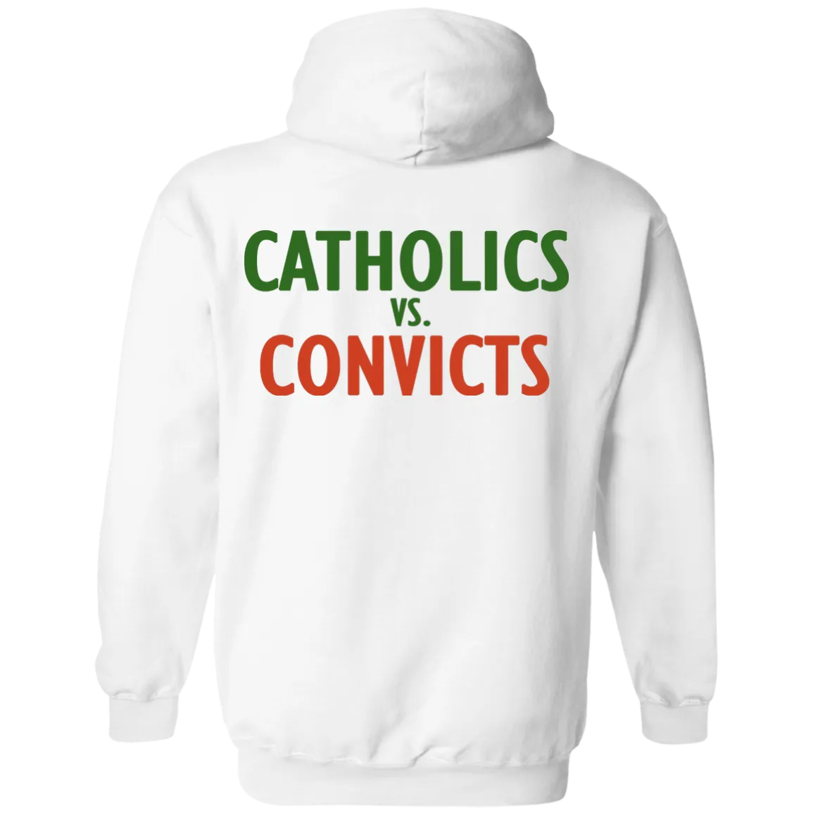 Catholics vs. Convicts t-shirt back side