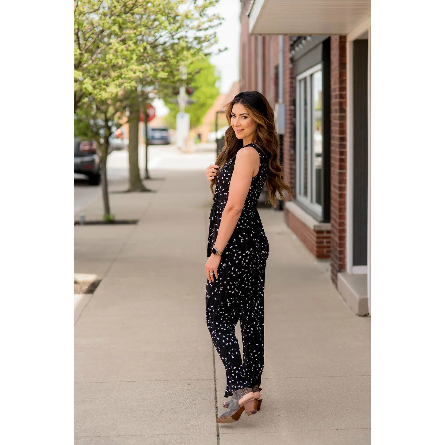 Cheetah Wrap Sleeveless Jumpsuit