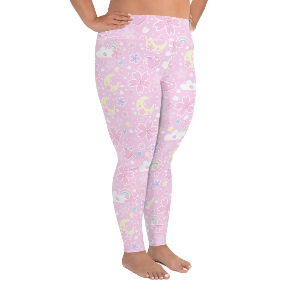 Cherry Blossom Dreams Pink Plus Size Leggings