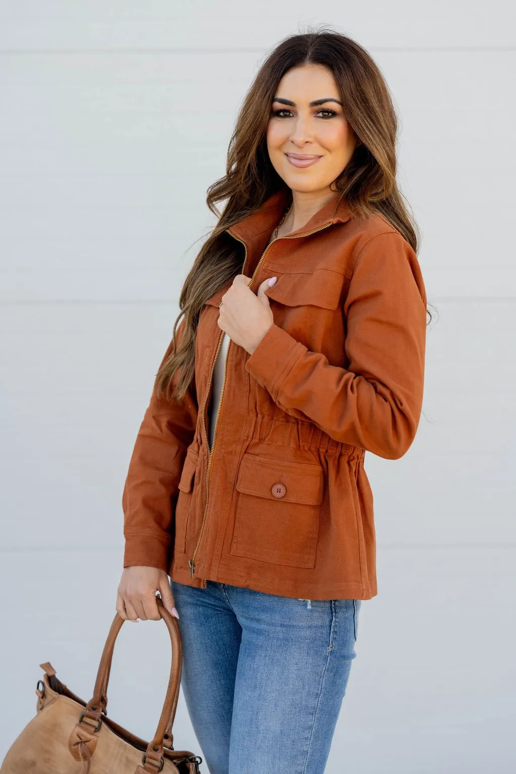 Cinched Waist Utility Jacket