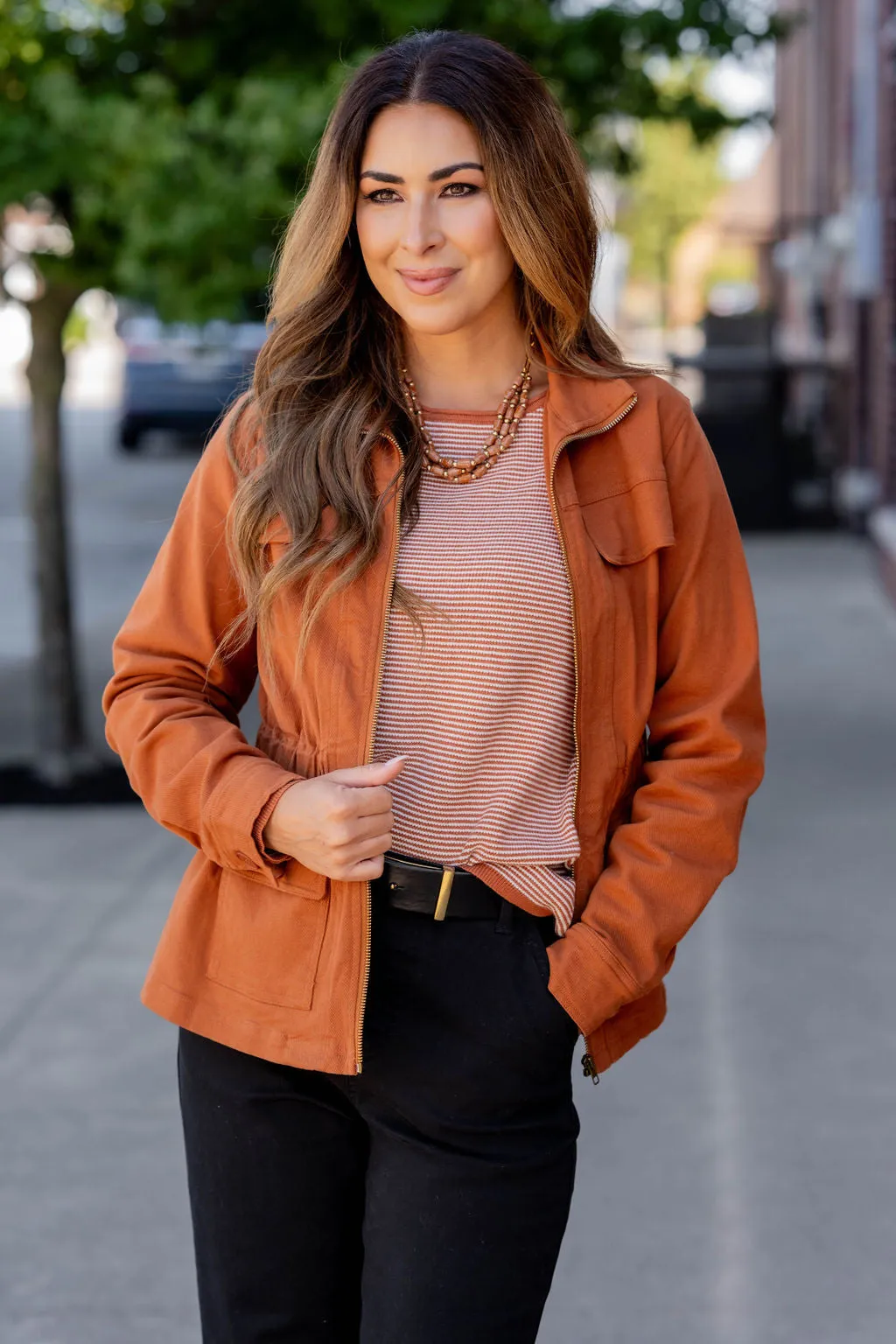 Cinched Waist Utility Jacket