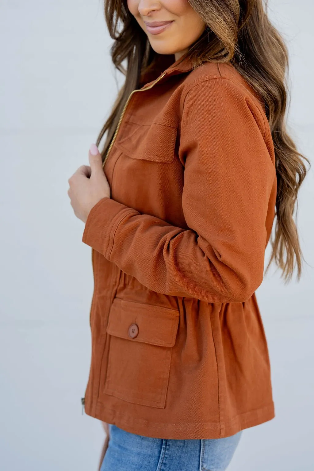 Cinched Waist Utility Jacket