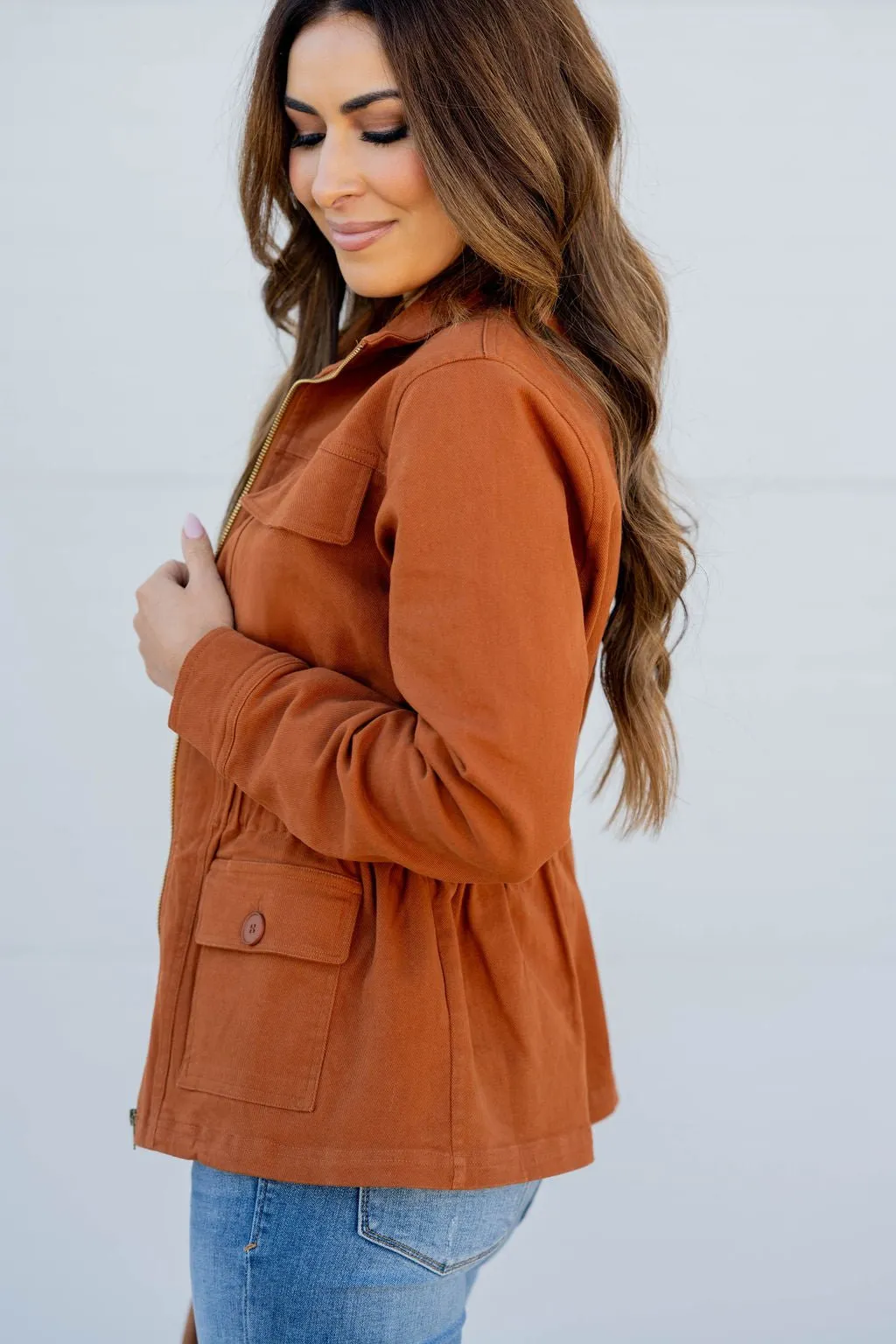 Cinched Waist Utility Jacket