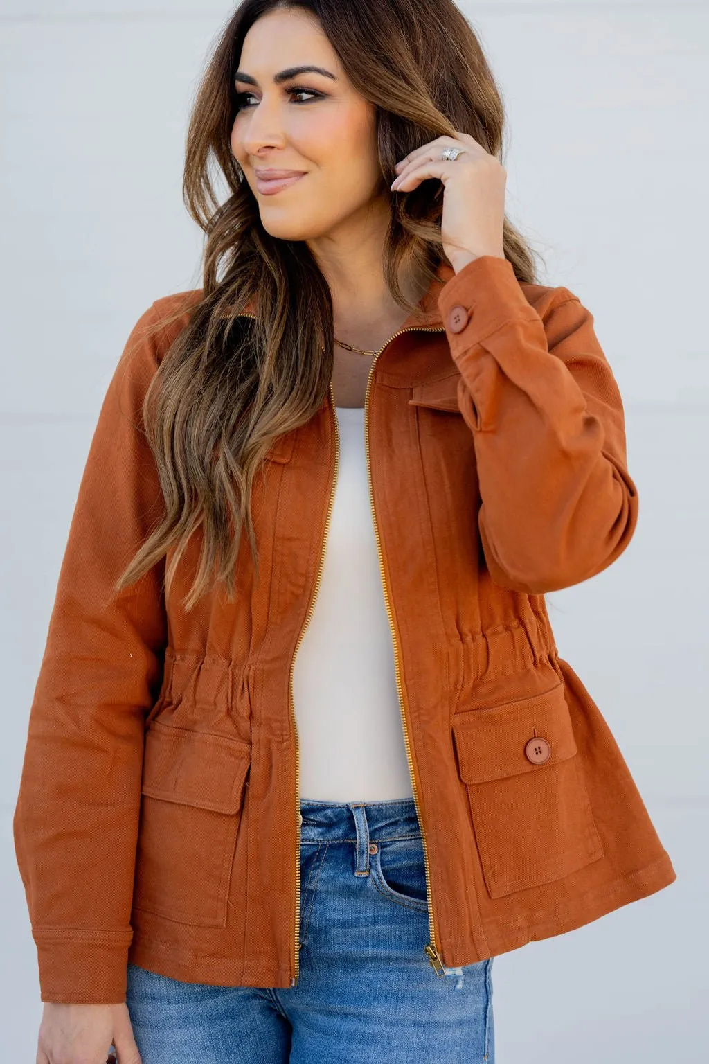 Cinched Waist Utility Jacket