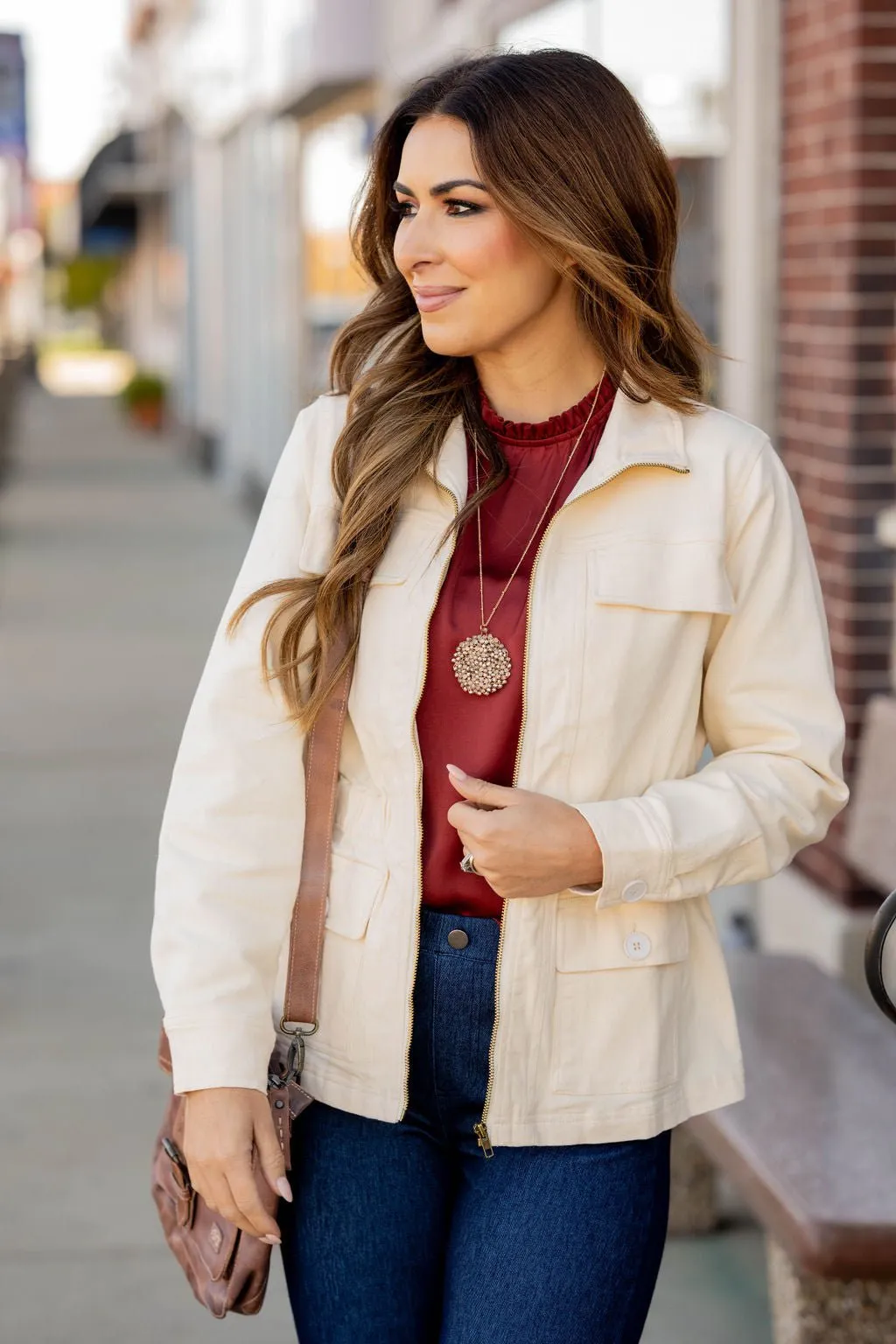 Cinched Waist Utility Jacket