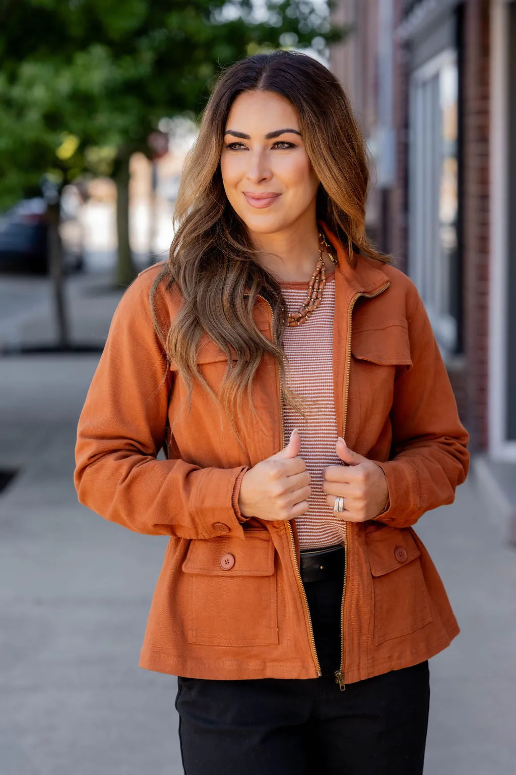 Cinched Waist Utility Jacket