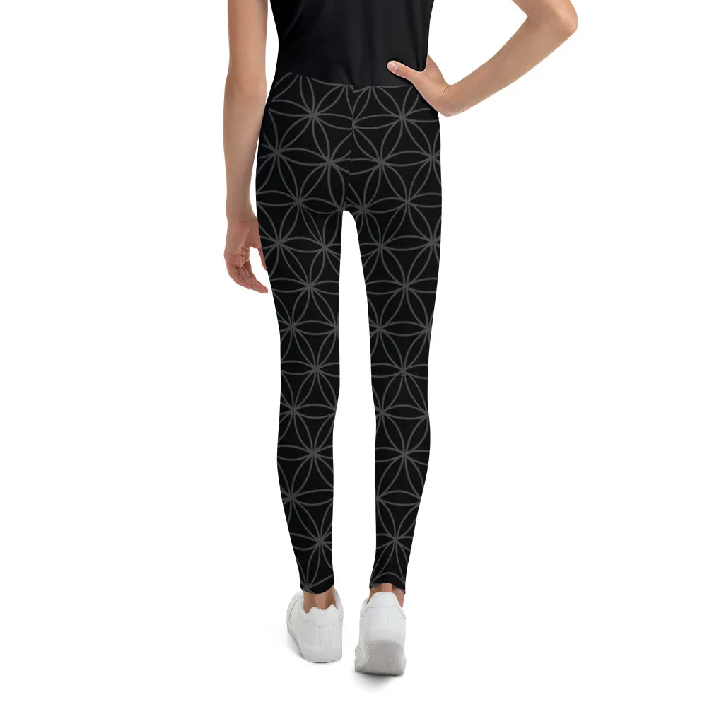 Circle Flower Geometric Youth Leggings for Girls and Boys Matching Family Outfits