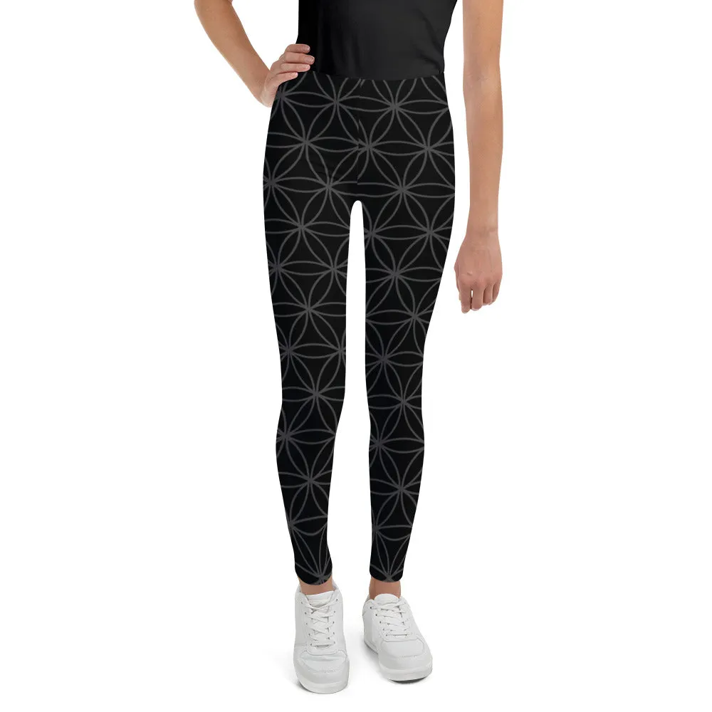 Circle Flower Geometric Youth Leggings for Girls and Boys Matching Family Outfits