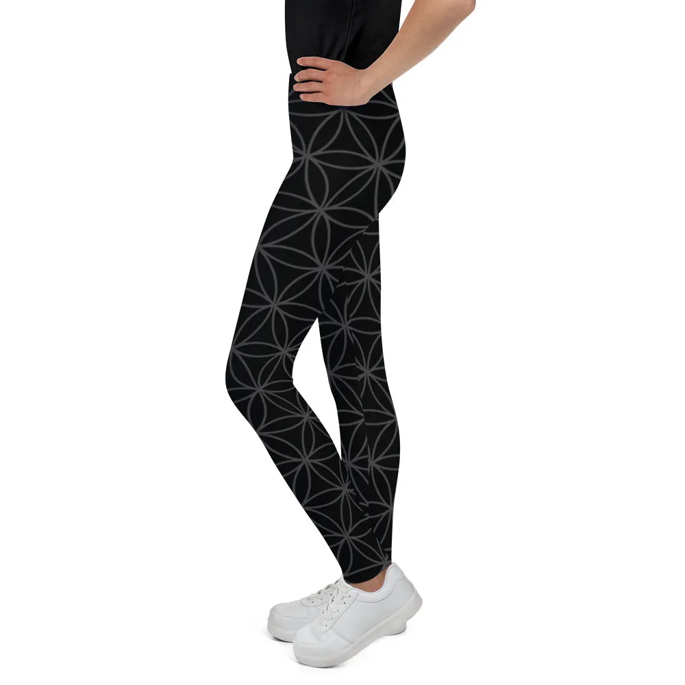 Circle Flower Geometric Youth Leggings for Girls and Boys Matching Family Outfits