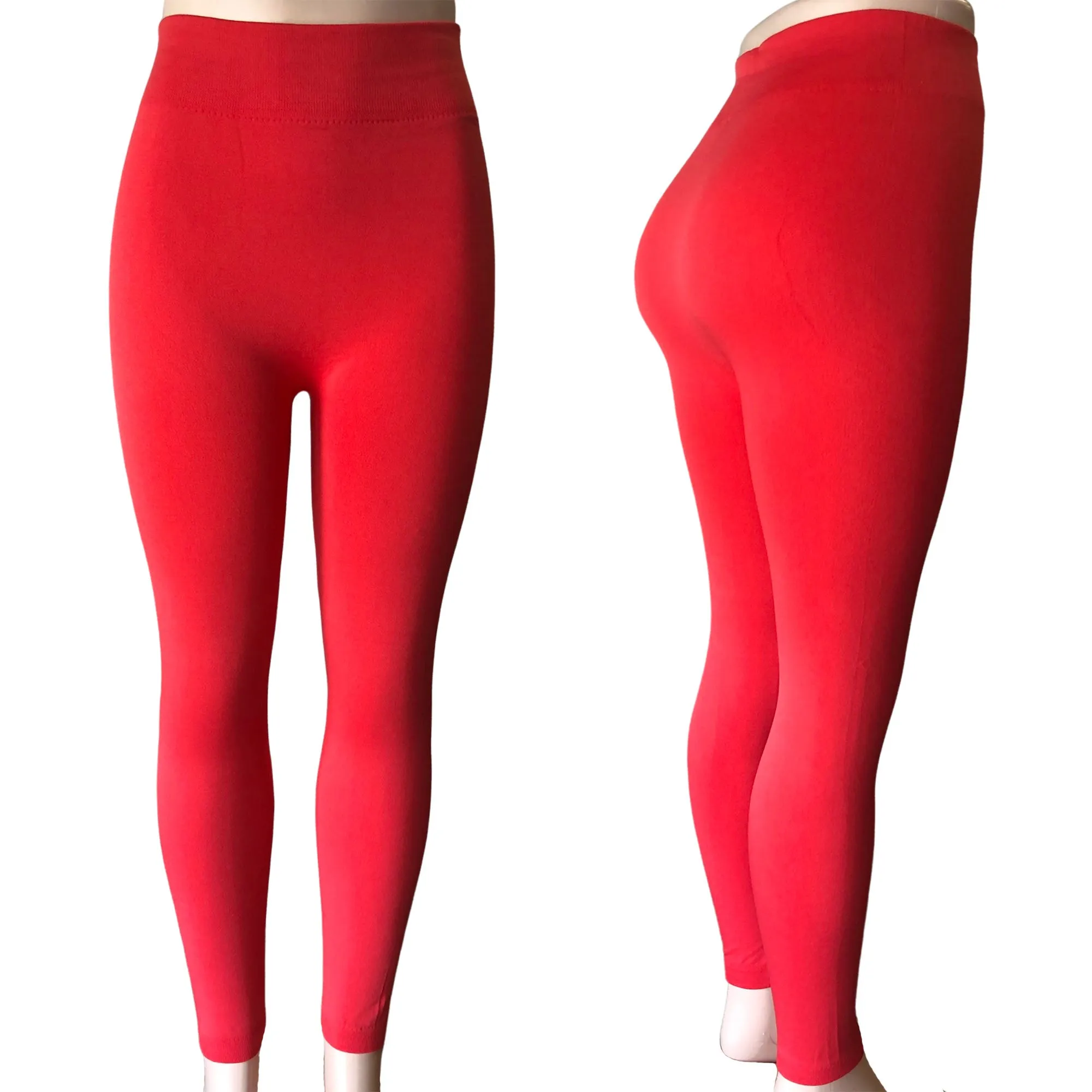 CLEARANCE FLEECE LEGGINGS (CASE OF 72 - $1.50 / PIECE) - Women's Fleece Leggings in Coral SKU: P1301-CORAL-72