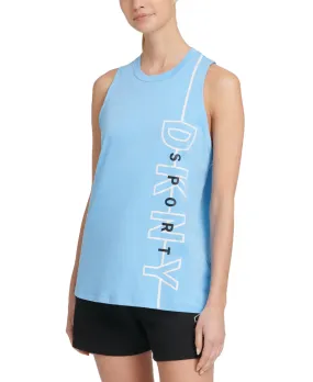 DKNY Women's Crewneck Sport Reflective-Logo Tank Top, Blue. XL